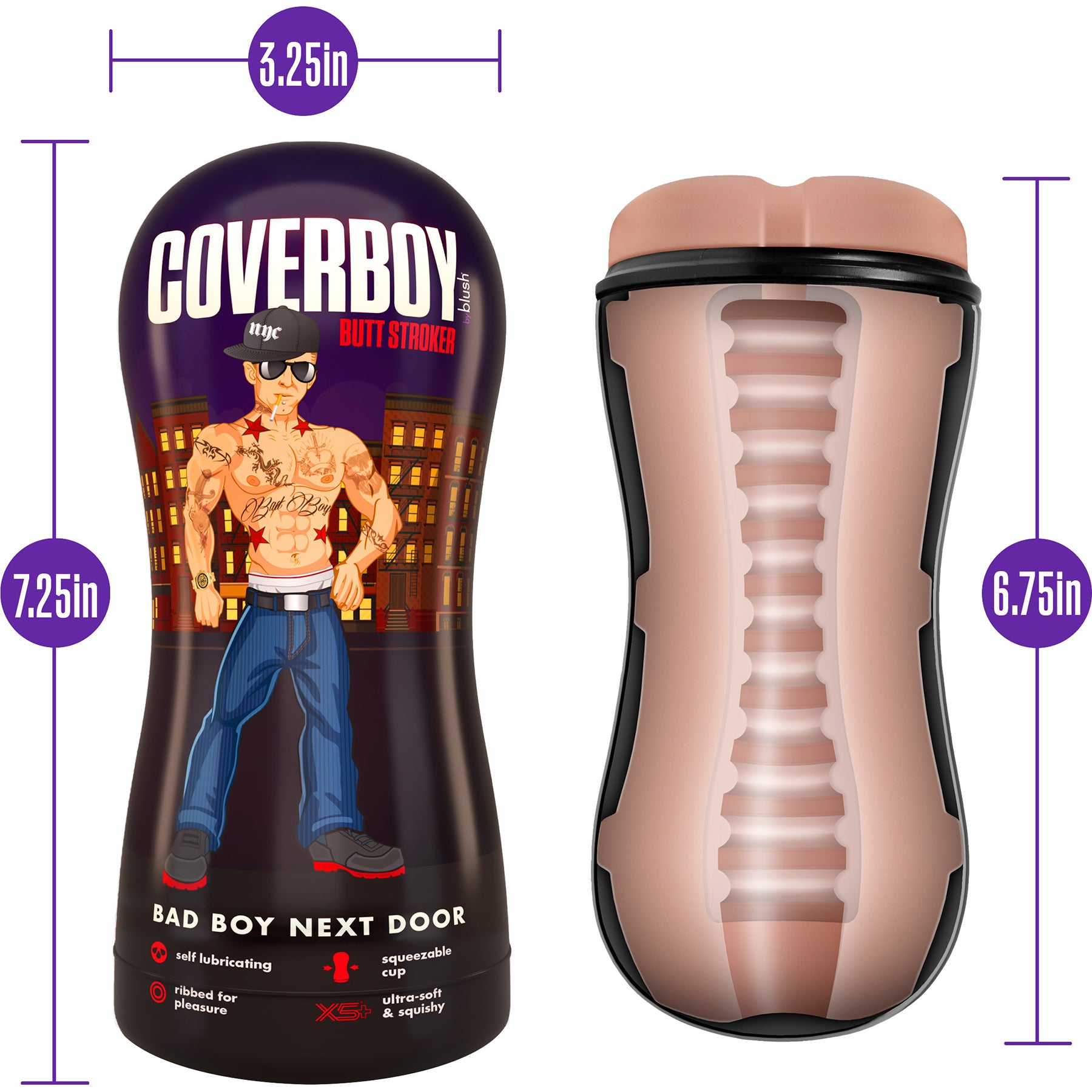 Coverboy The Bad Boy Next Door Self Lubricating Anal Penis Stroker By Blush - Vanilla