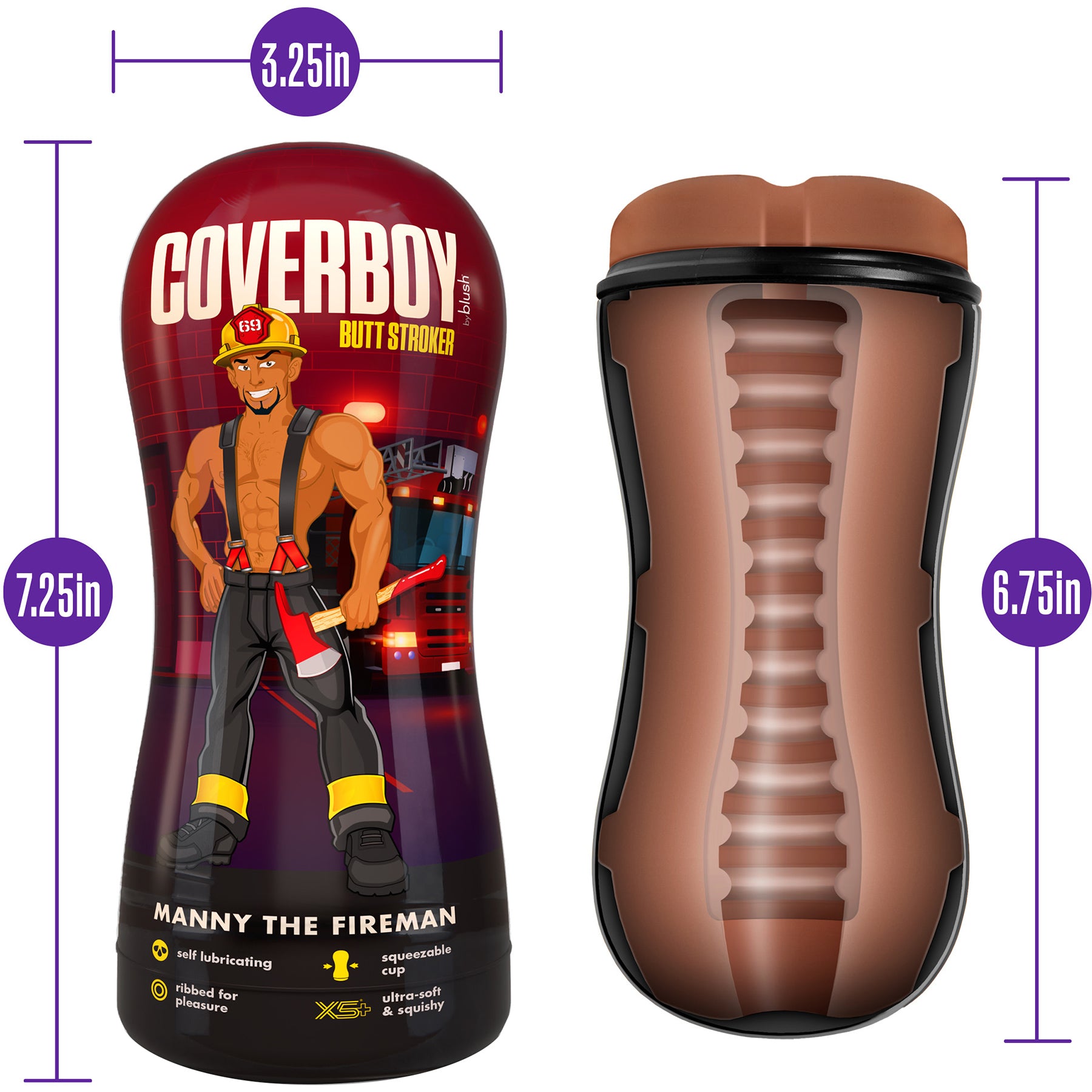 Coverboy Manny The Fireman Self Lubricating Anal Penis Stroker By Blush - Caramel