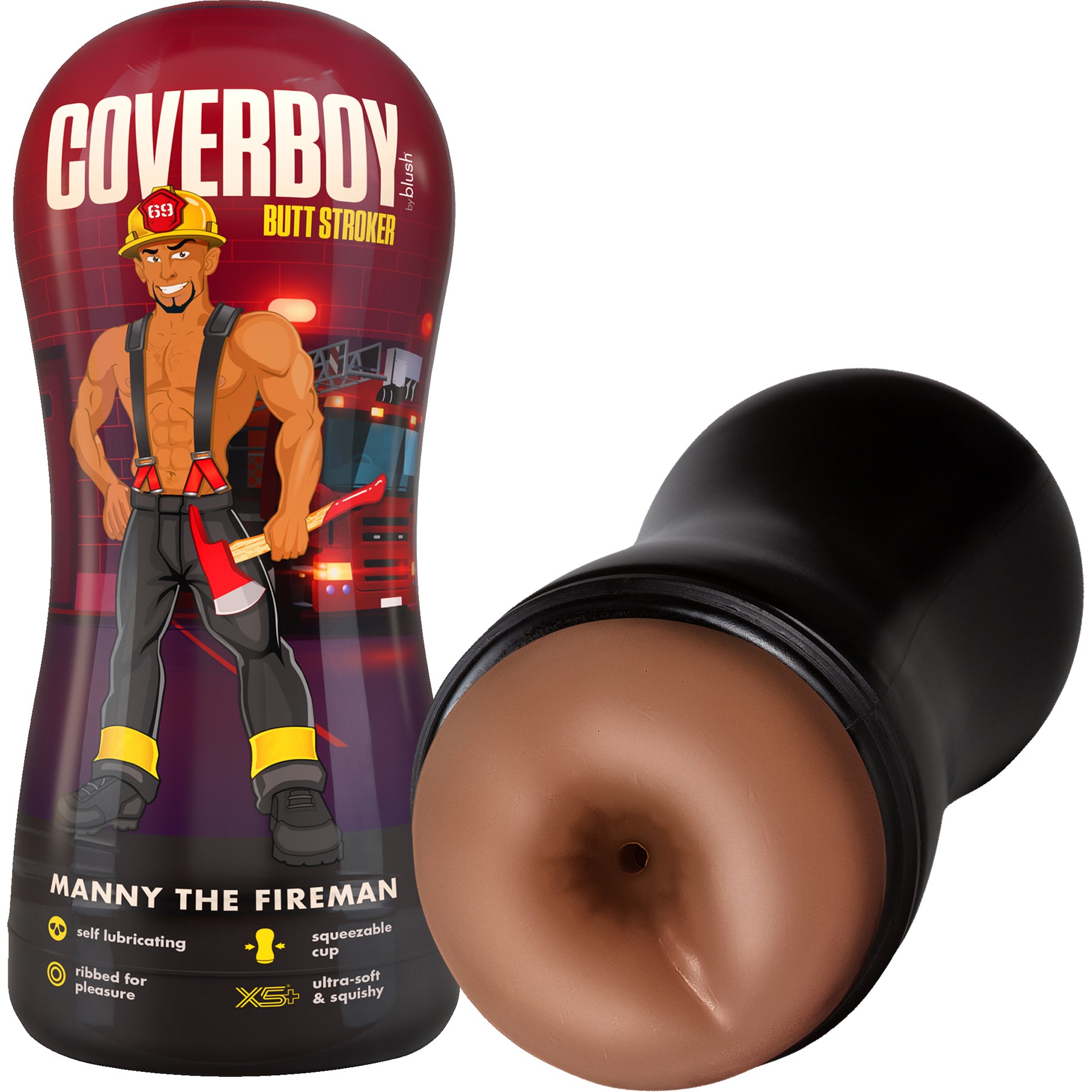 Coverboy Manny The Fireman Self Lubricating Anal Penis Stroker By Blush - Caramel