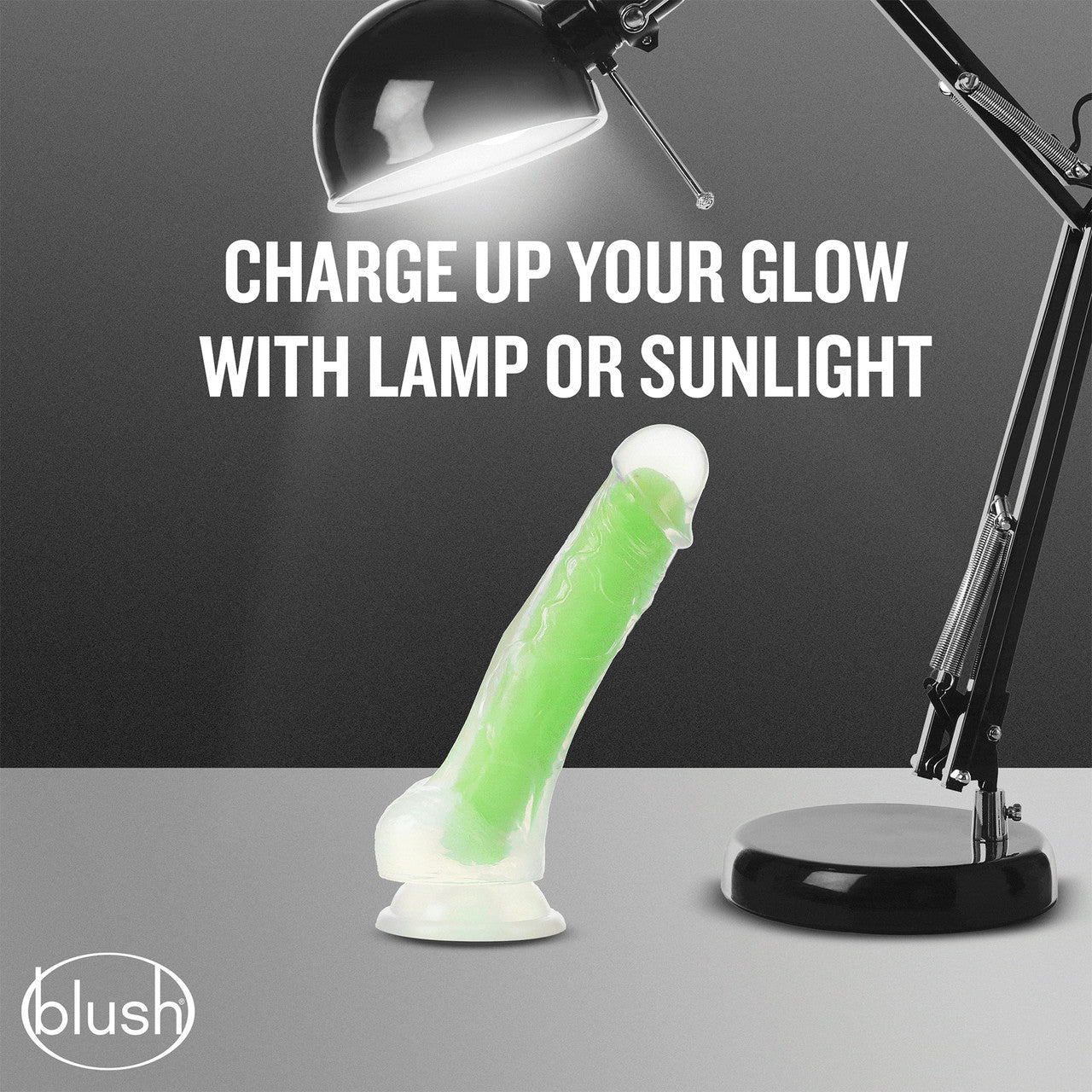 Neo Elite Glow In The Dark 7.5 Inch Dual Density Realistic Silicone Dildo With Balls by Blush - Neon Green