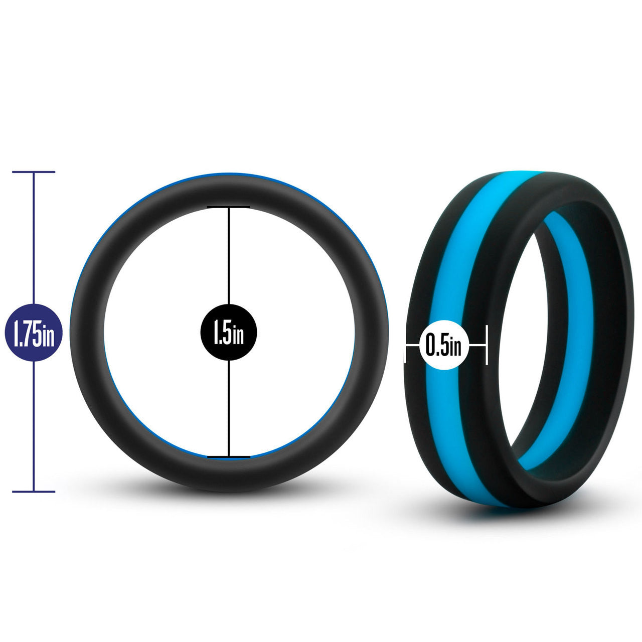 Performance Silicone Go Pro Cock Ring By Blush - Black & Blue