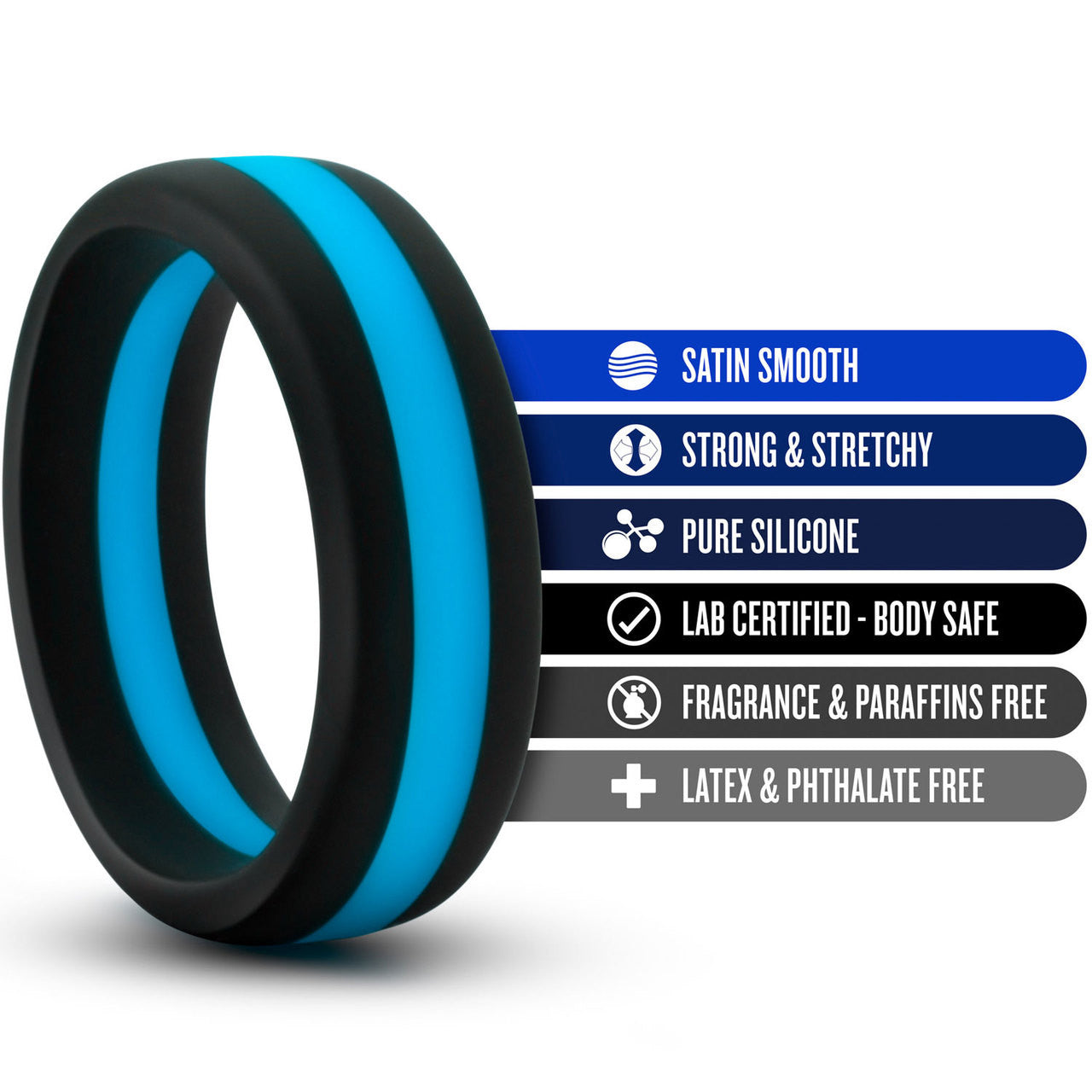 Performance Silicone Go Pro Cock Ring By Blush - Black & Blue