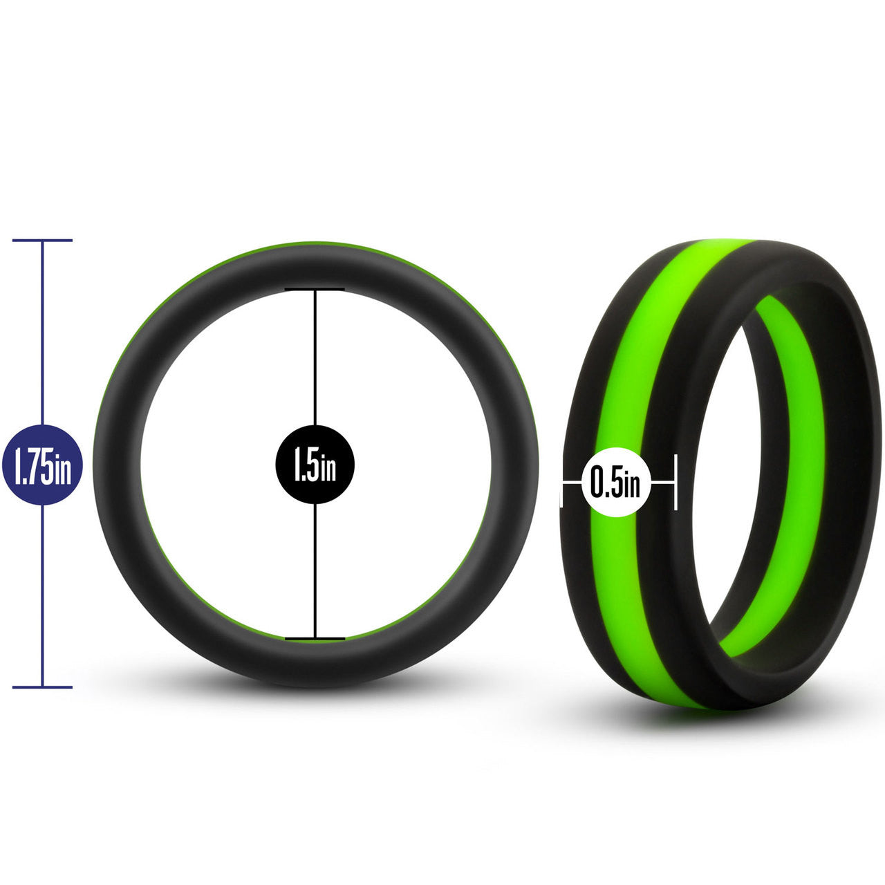 Performance Silicone Go Pro Cock Ring By Blush - Black & Green