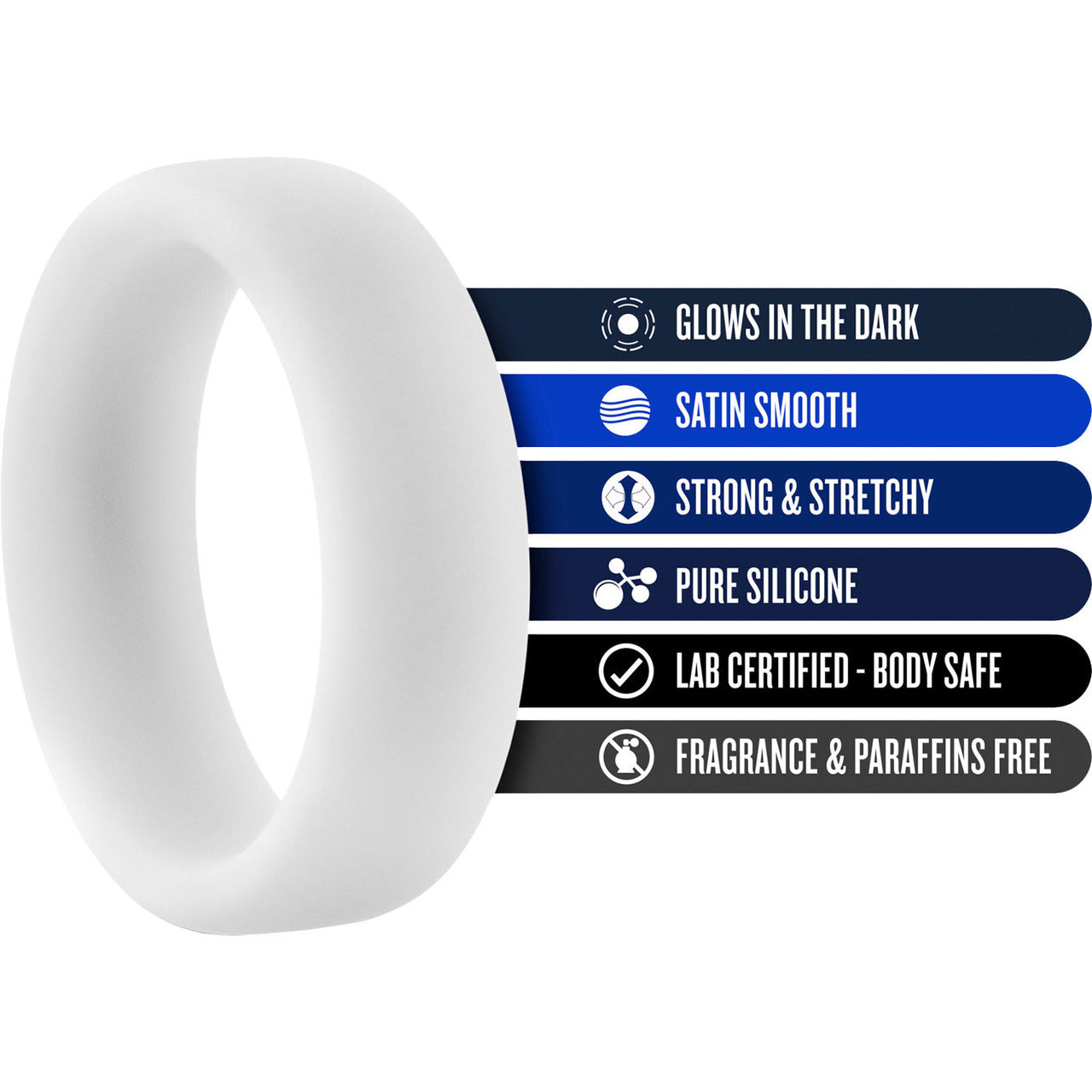 Performance Silicone Glo Pro Cock Ring By Blush Novelties - White Glow
