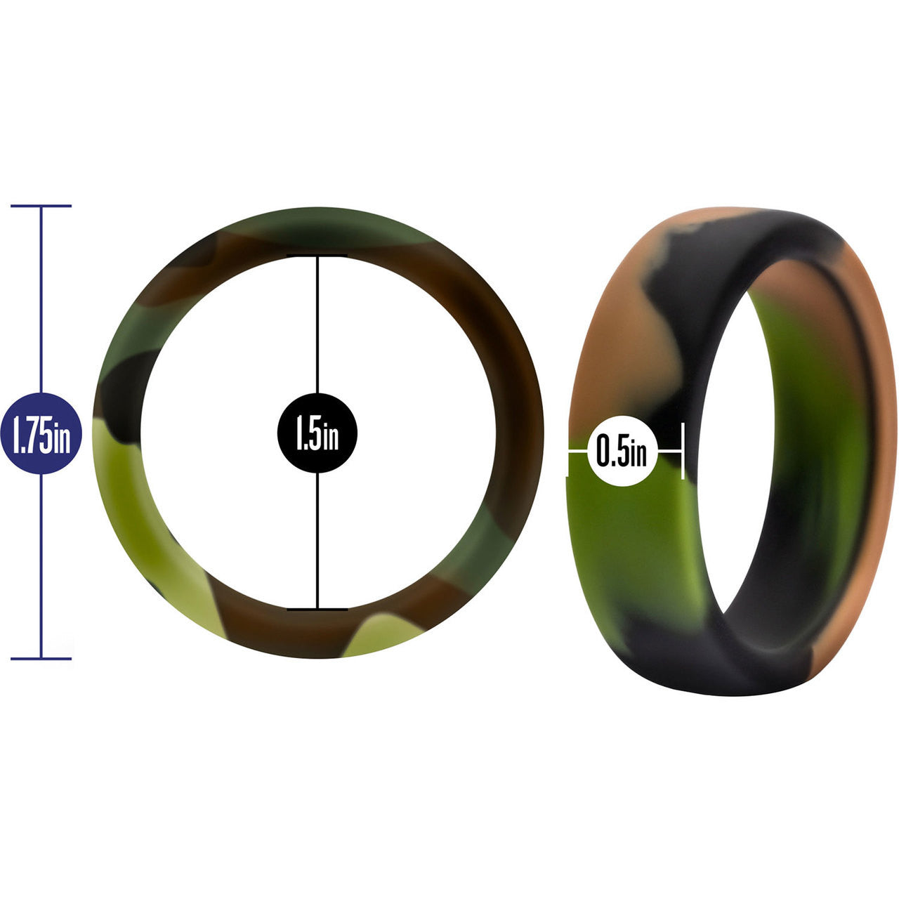 Performance Silicone Camo Cock Ring By Blush Novelties - Green Camouflage