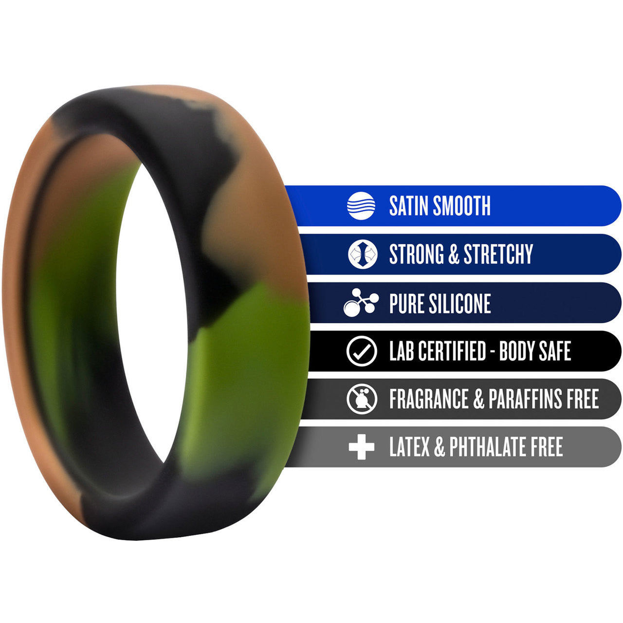 Performance Silicone Camo Cock Ring By Blush Novelties - Green Camouflage