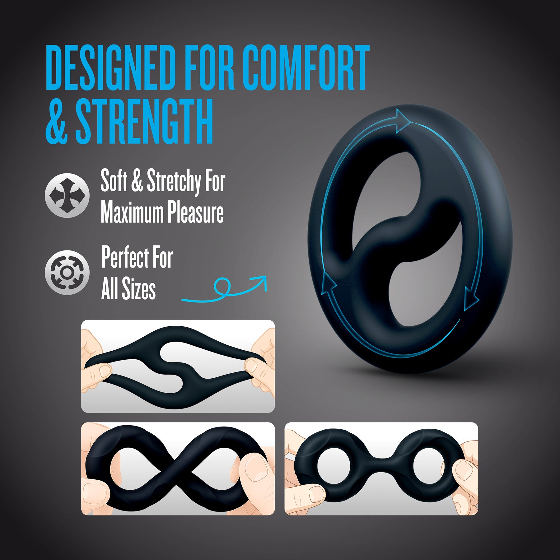 Performance Plus Throttle 3 Piece Silicone Cock Ring Set By Blush