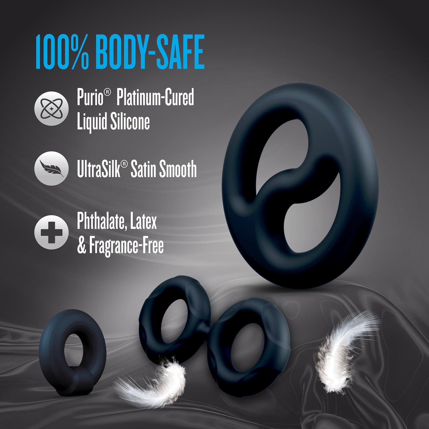 Performance Plus Throttle 3 Piece Silicone Cock Ring Set By Blush