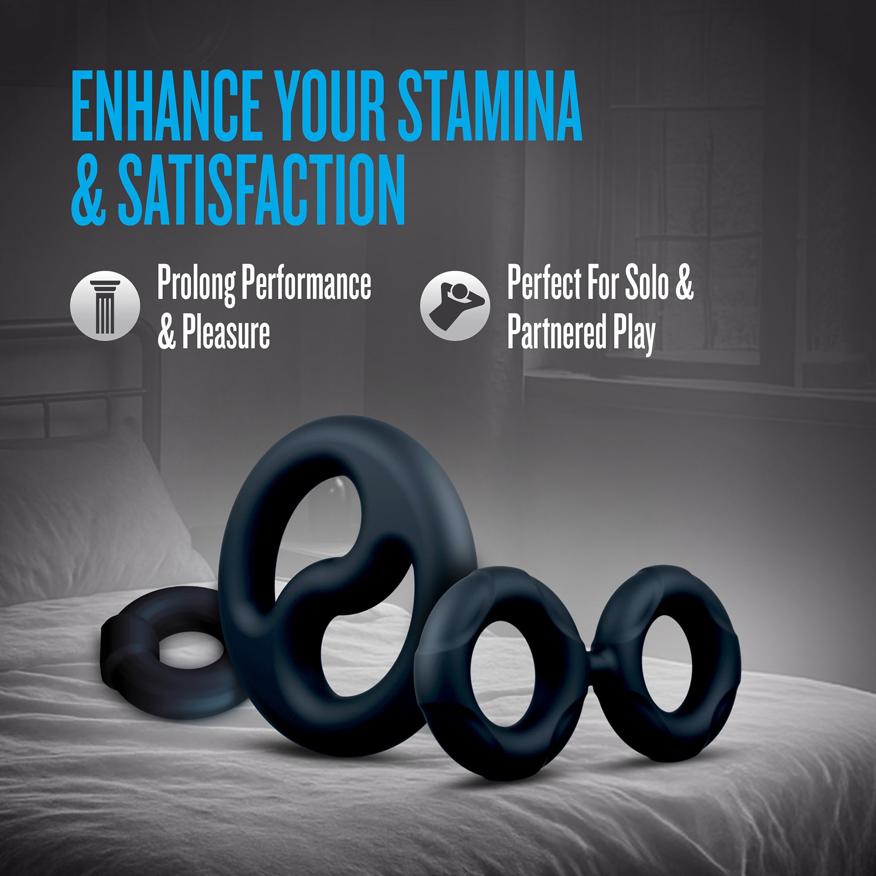 Performance Plus Throttle 3 Piece Silicone Cock Ring Set By Blush