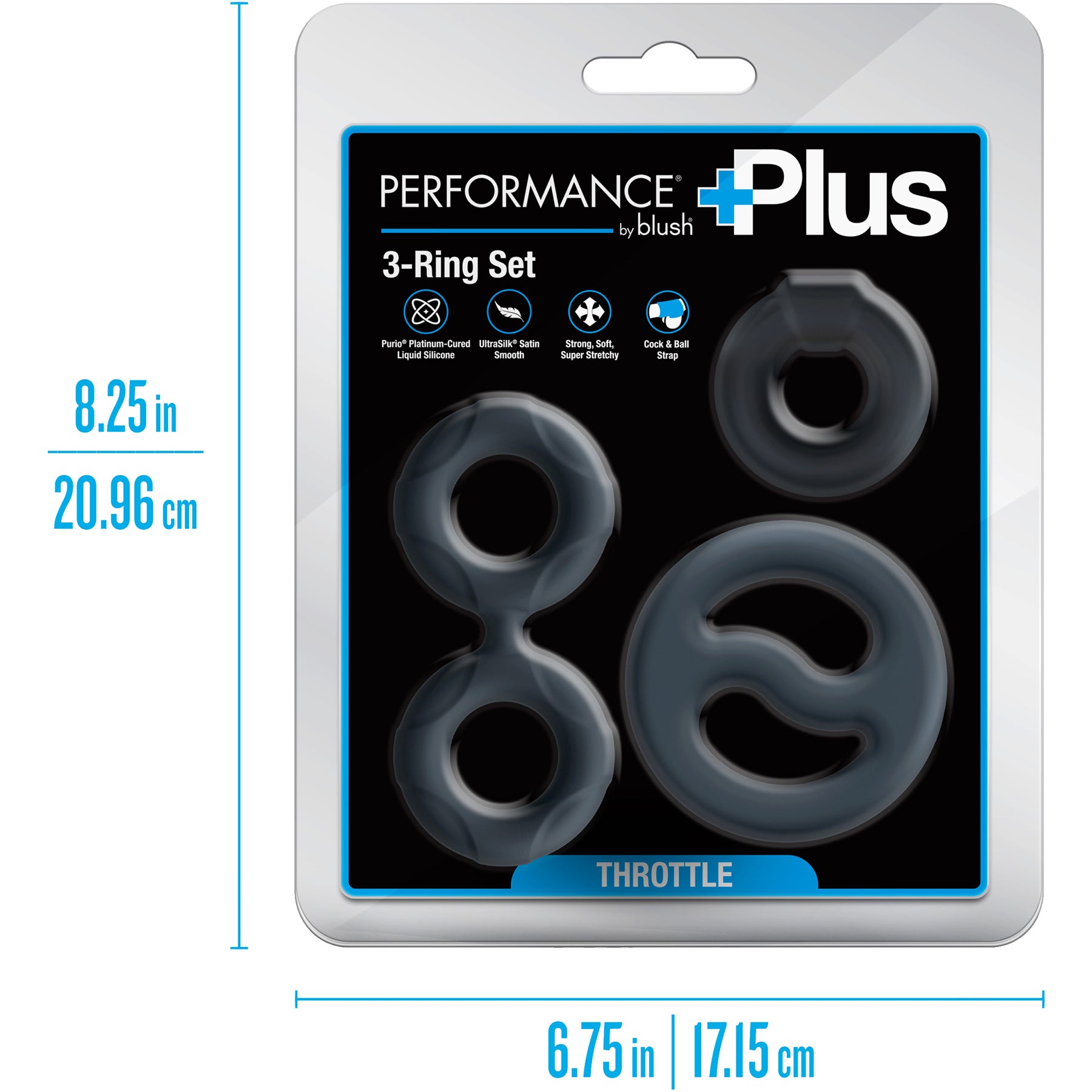 Performance Plus Throttle 3 Piece Silicone Cock Ring Set By Blush