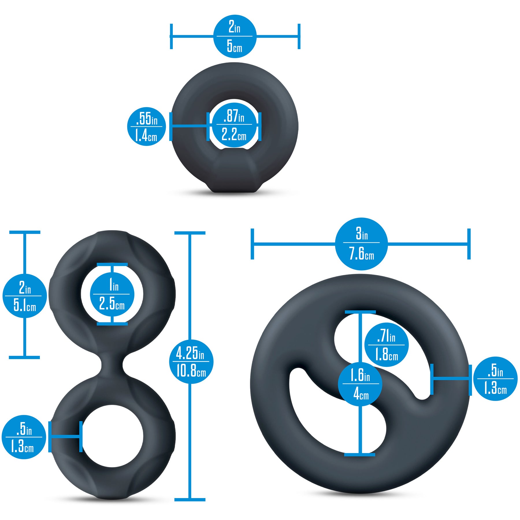 Performance Plus Throttle 3 Piece Silicone Cock Ring Set By Blush
