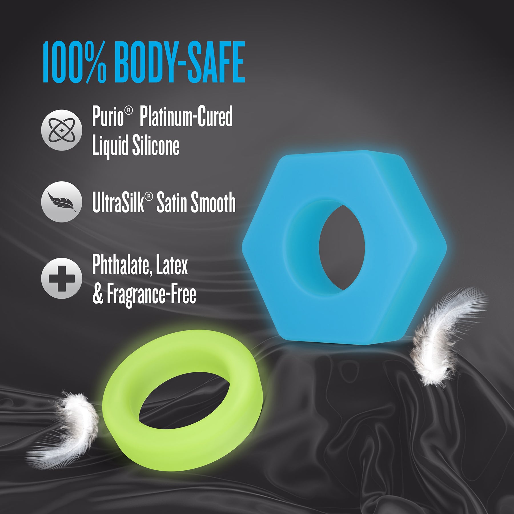Performance Plus Flash Silicone Glow-in-the-Dark 3 Piece Cock Ring Set By Blush