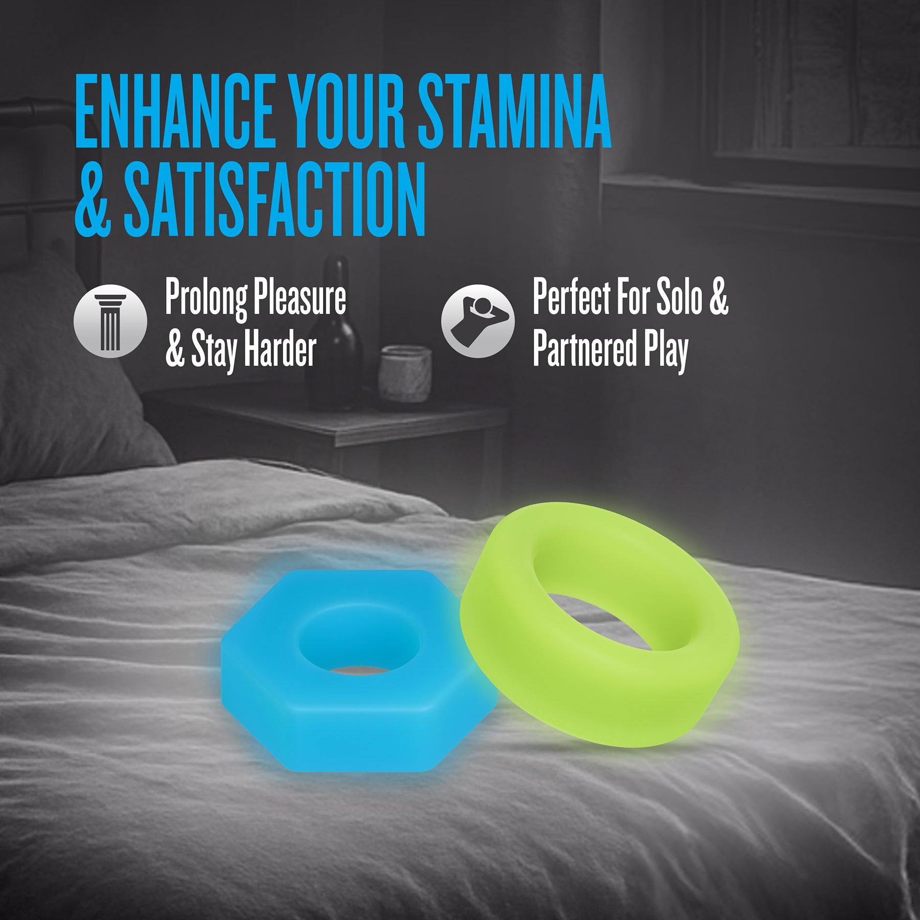 Performance Plus Flash Silicone Glow-in-the-Dark 3 Piece Cock Ring Set By Blush