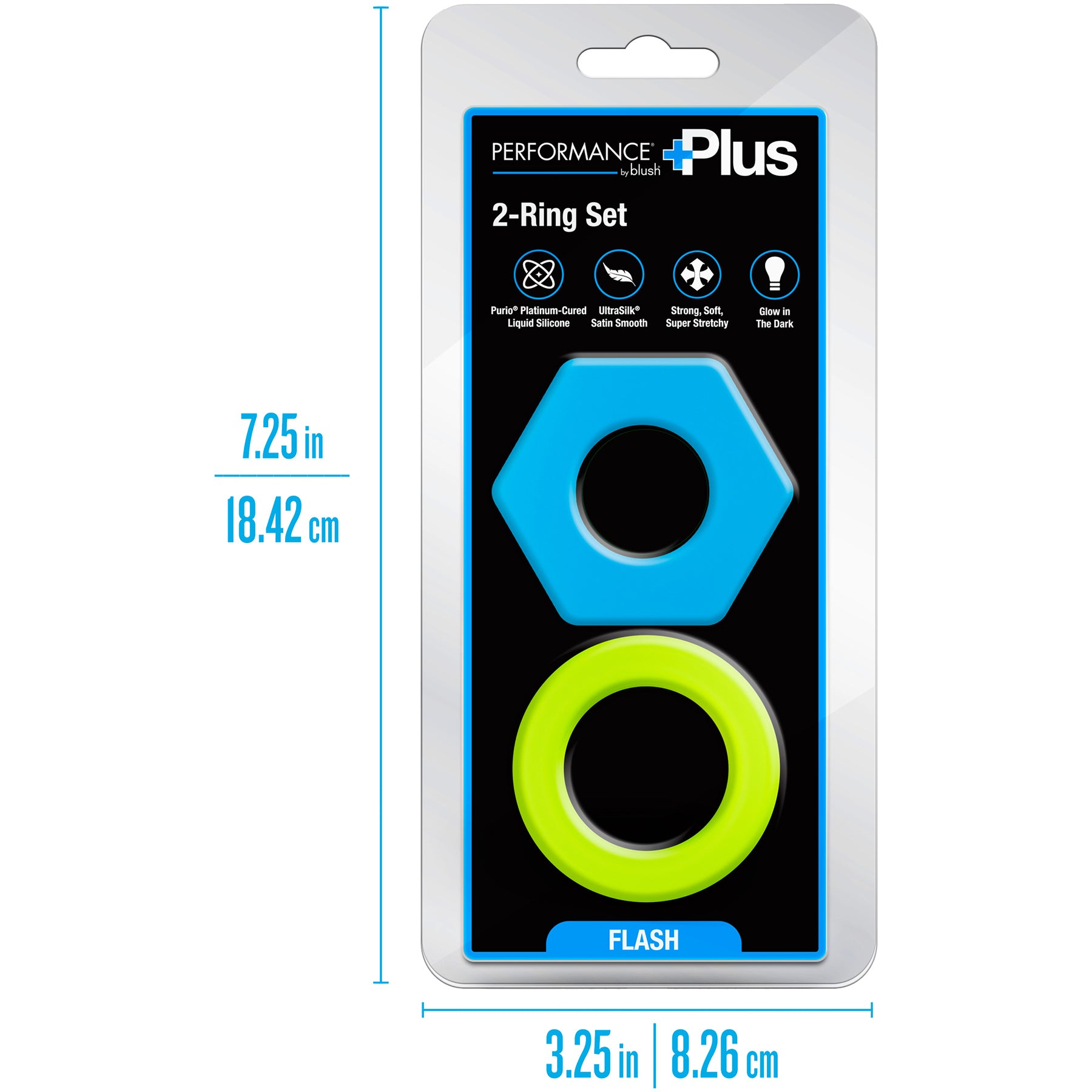 Performance Plus Flash Silicone Glow-in-the-Dark 3 Piece Cock Ring Set By Blush