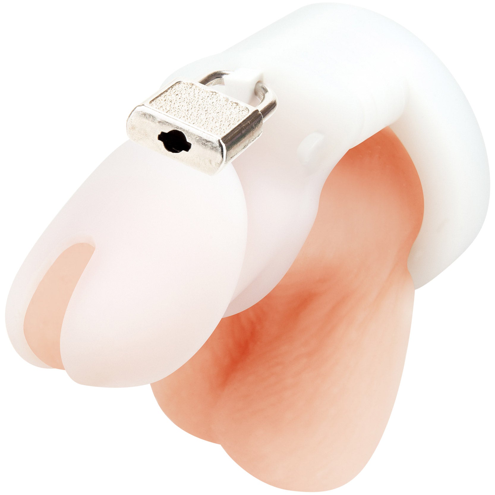 Blueline Silicone Chastity Cock Cage With Padlock - White