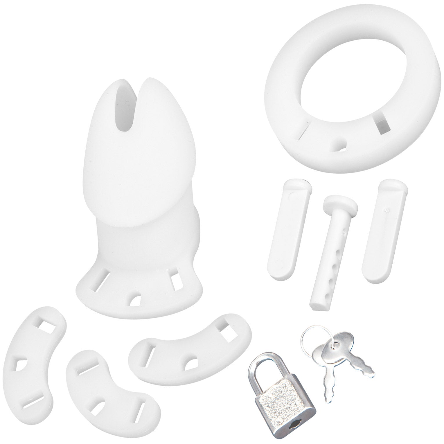 Blueline Silicone Chastity Cock Cage With Padlock - White