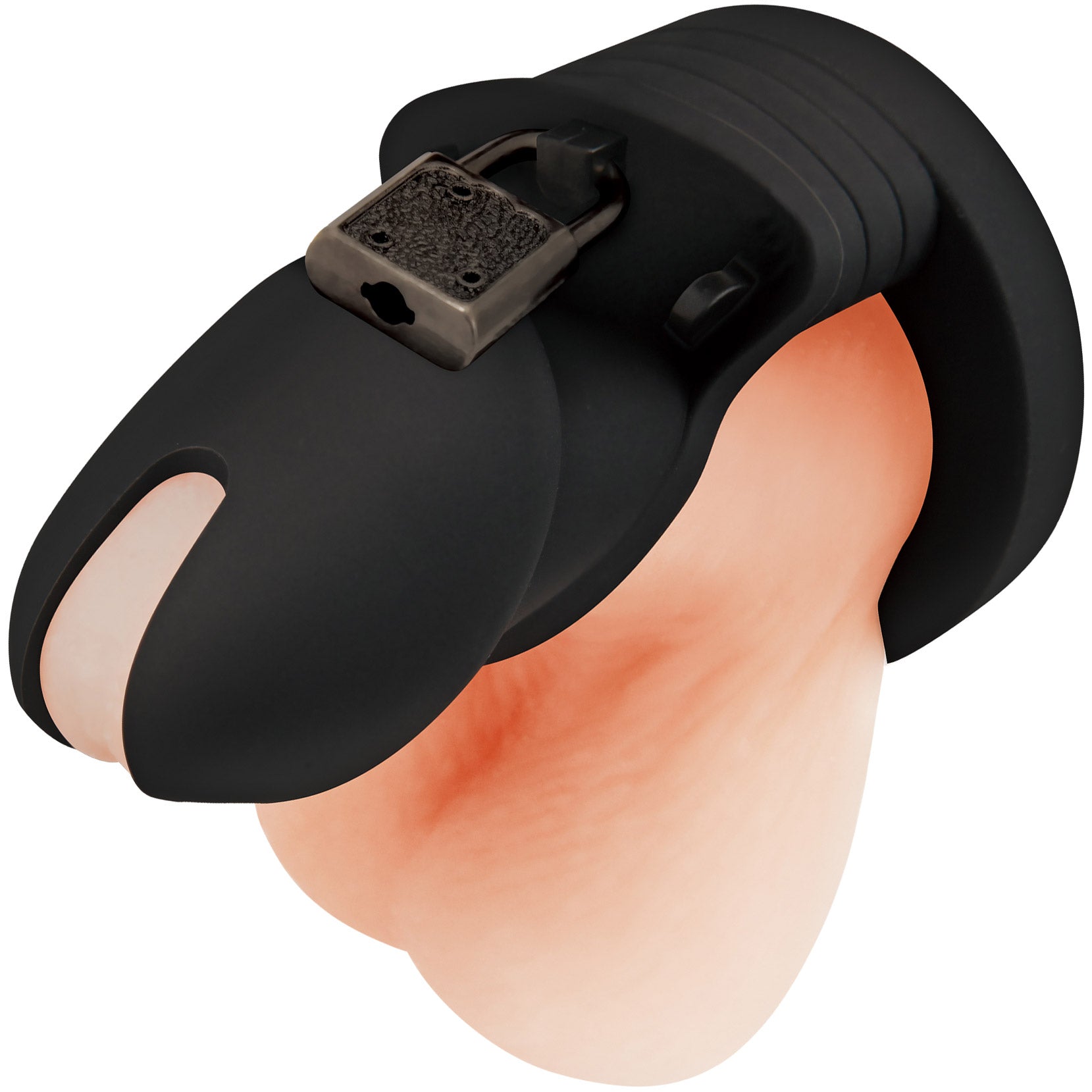 Blueline Silicone Chastity Cock Cage With Padlock - Black