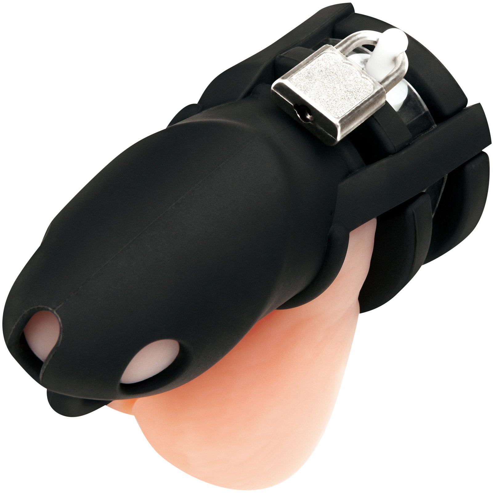 Blueline Silicone Mini 2" Cock Cage With Ball Divider With Padlock - Black