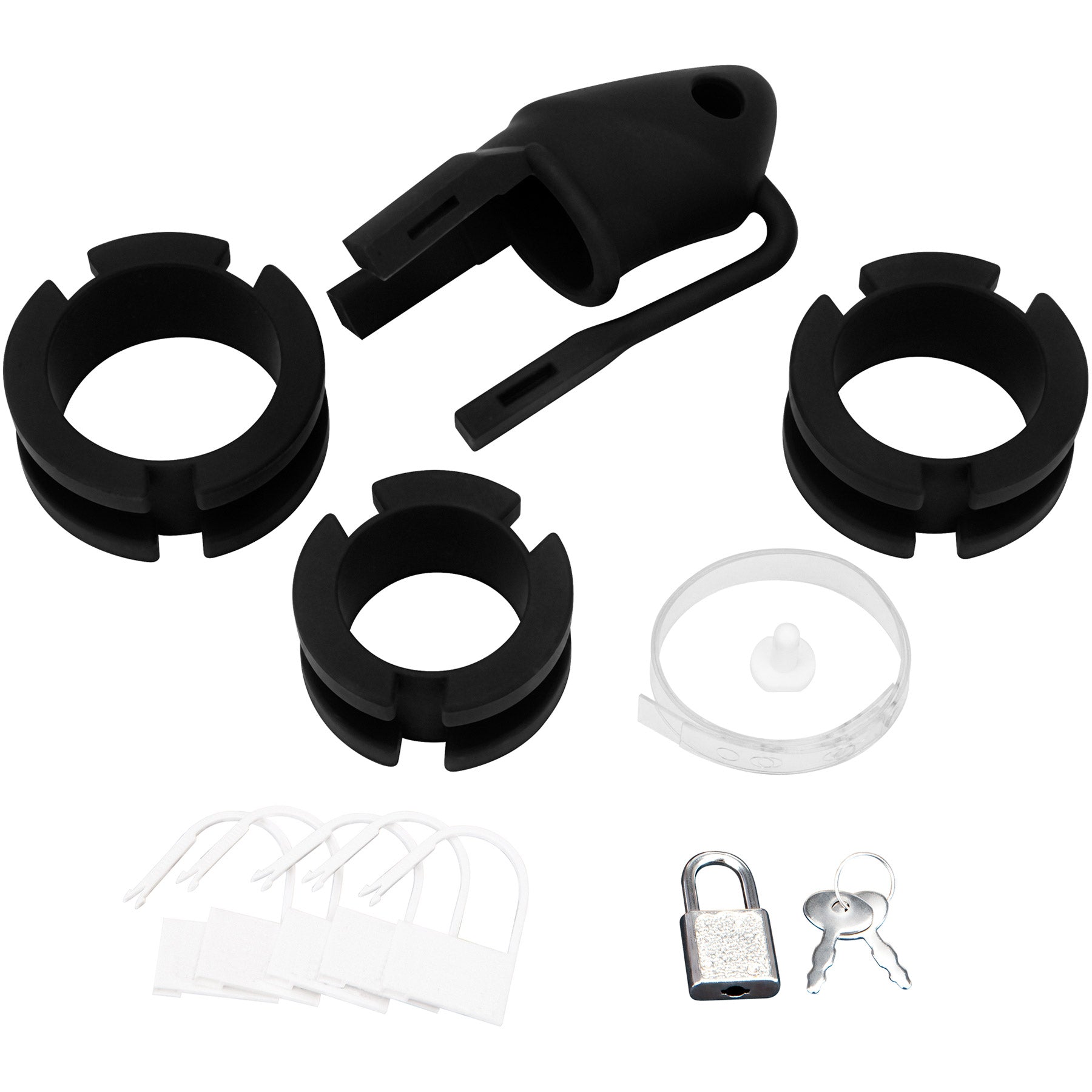 Blueline Silicone Mini 2" Cock Cage With Ball Divider With Padlock - Black