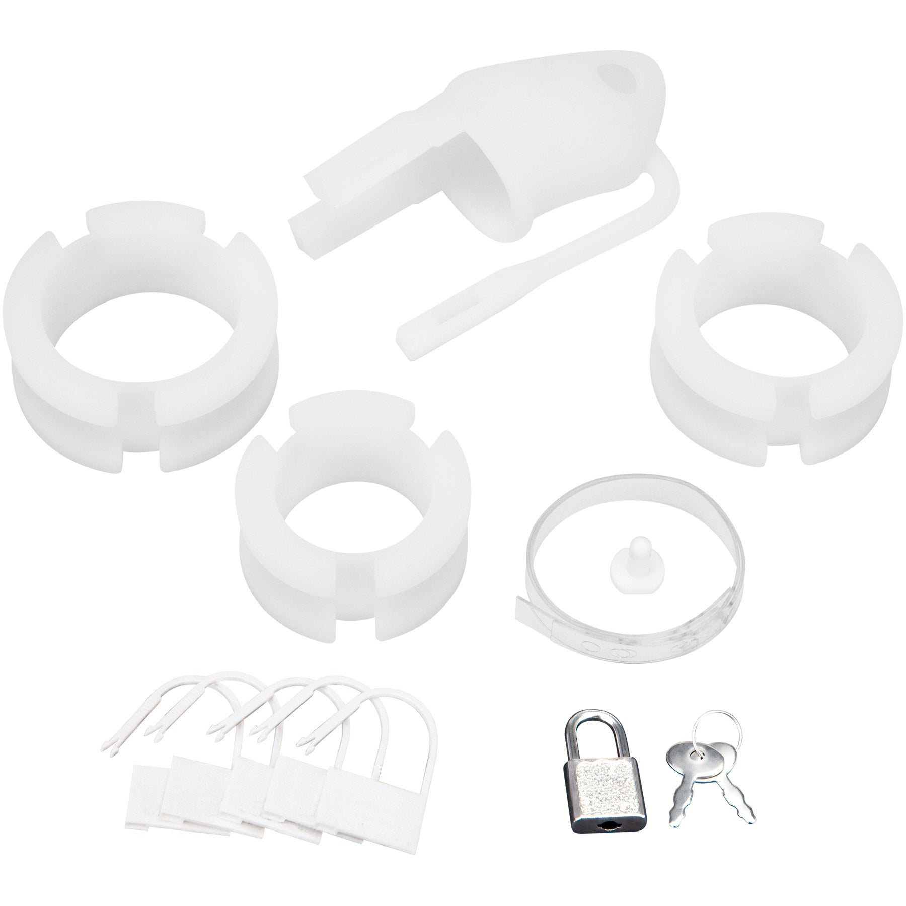 Blueline Silicone Mini 2" Cock Cage With Ball Divider With Padlock - White