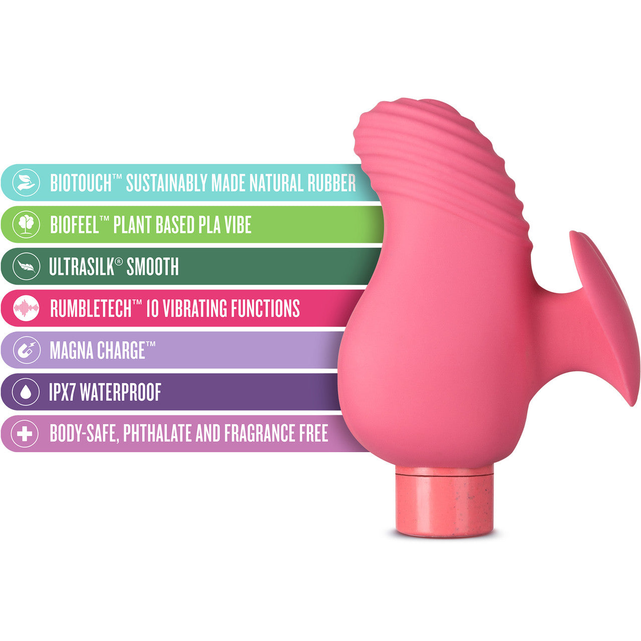 Gaia Eco Love Rechargeable Waterproof Plant Based Clitoral Vibrator By Blush - Coral