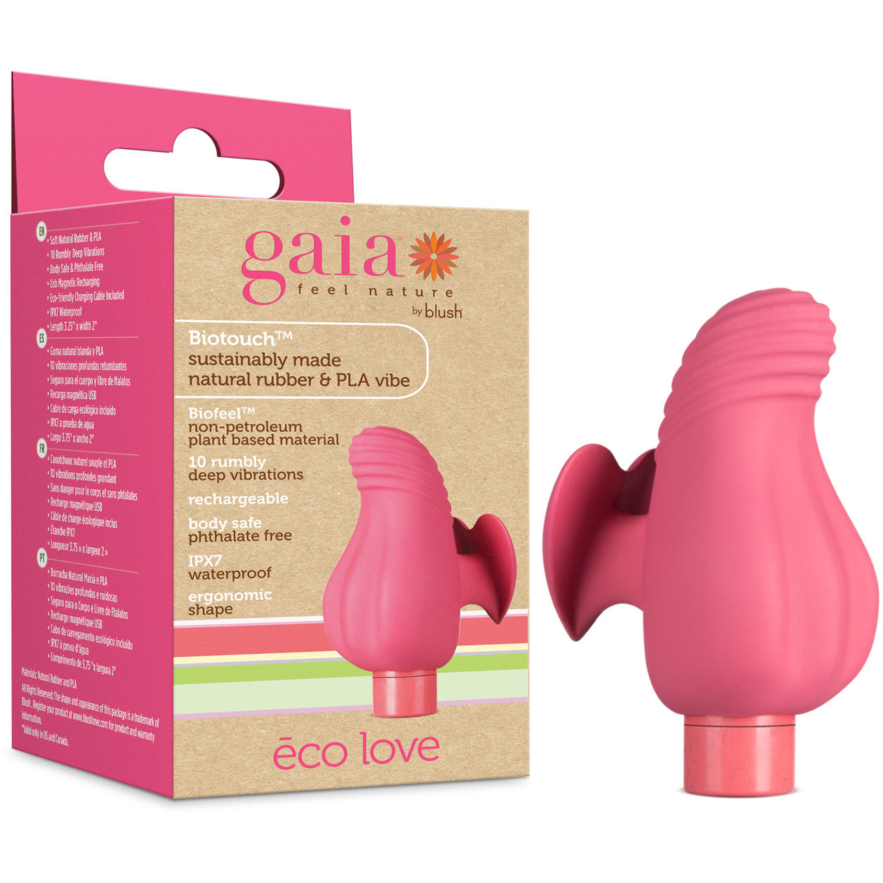 Gaia Eco Love Rechargeable Waterproof Plant Based Clitoral Vibrator By Blush - Coral