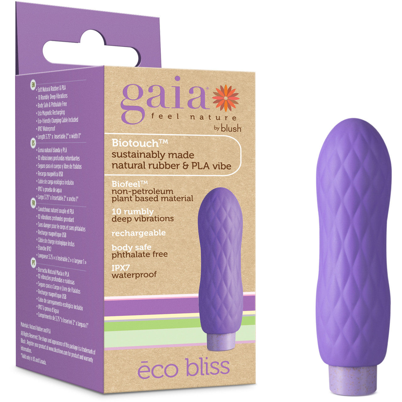 Gaia Eco Bliss Rechargeable Waterproof Plant Based Clitoral Vibrator By Blush - Lilac
