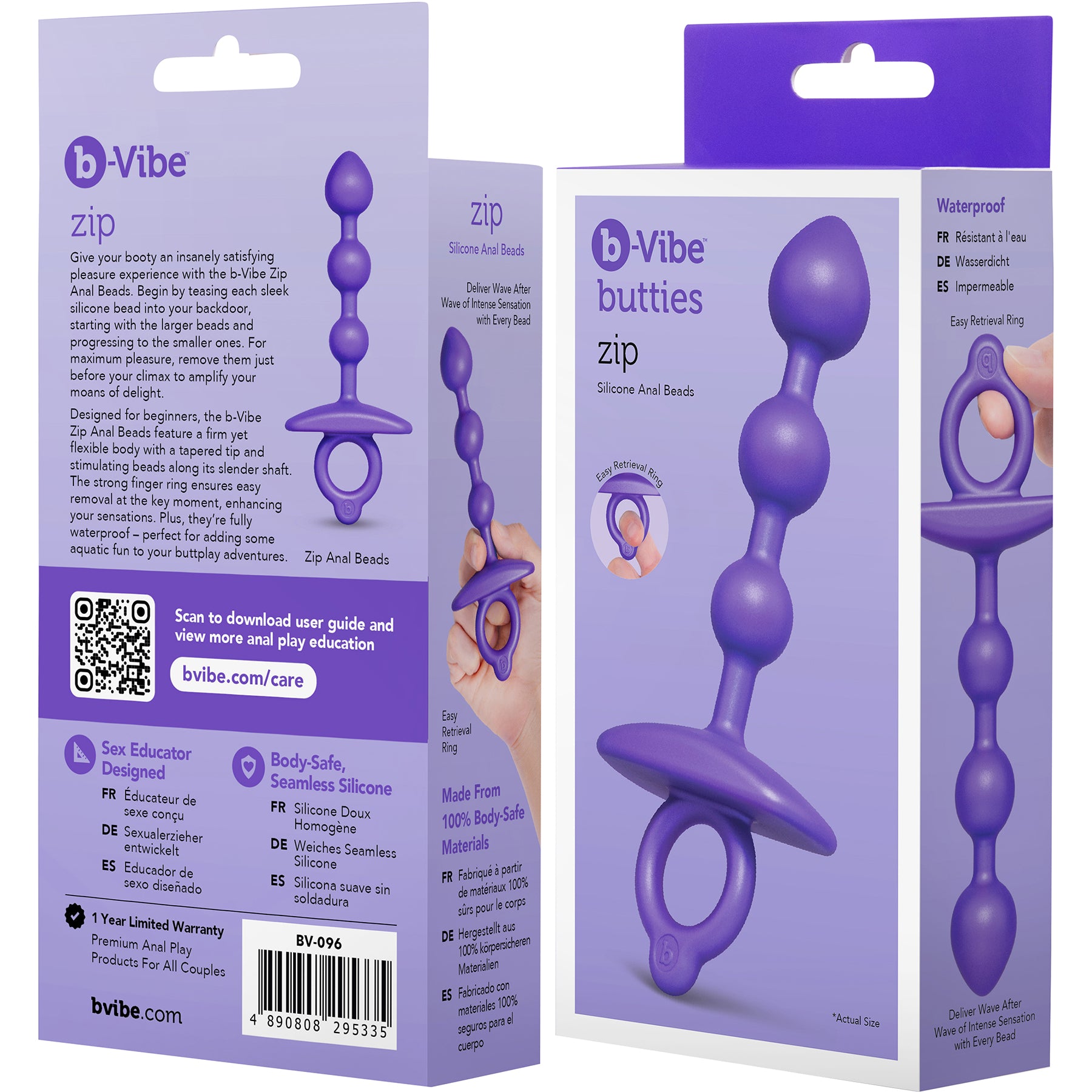 b-Vibe Butties Zip Silicone Anal Beads