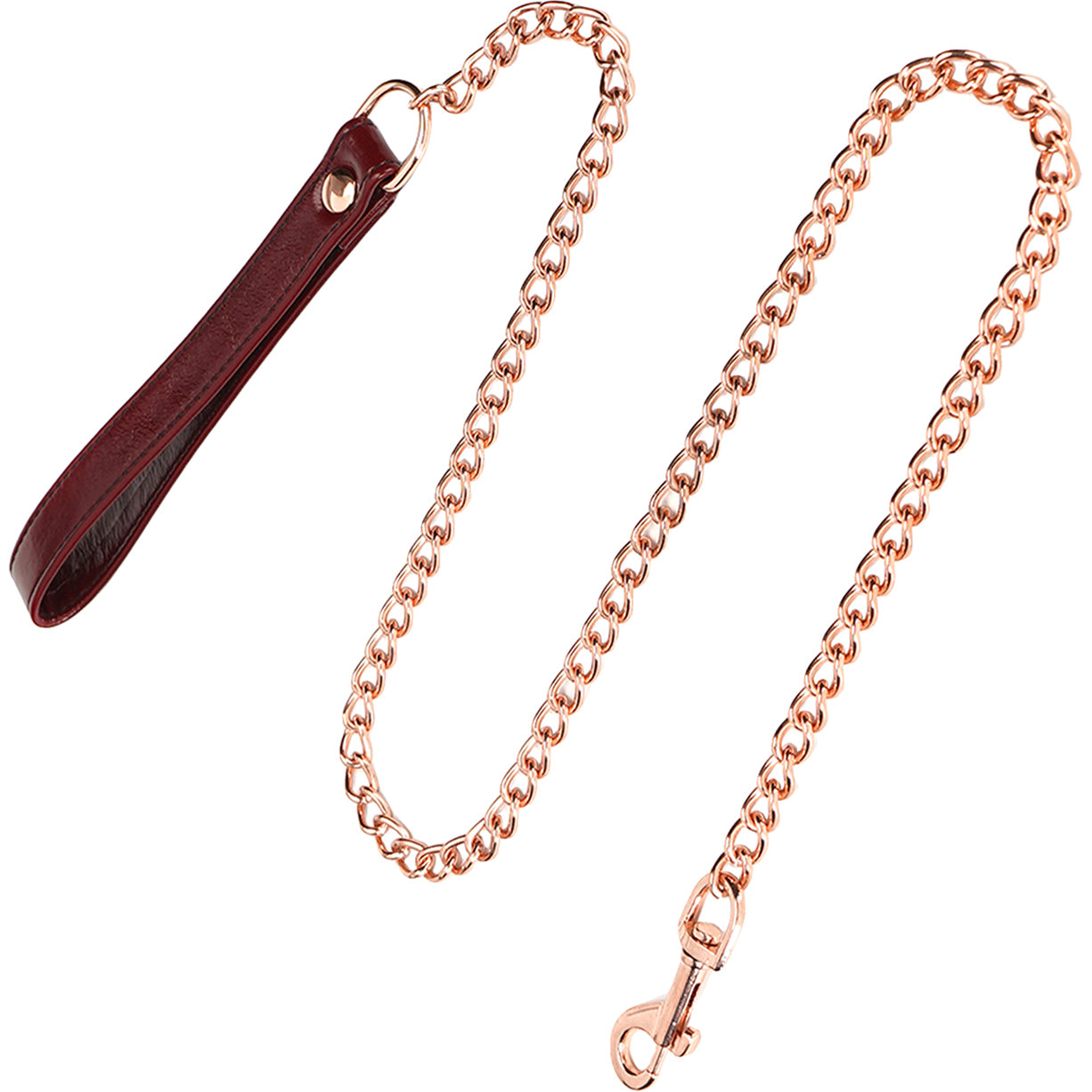 Wine Red Leather Collar With Rose Gold Chain Leash By Liebe Seele