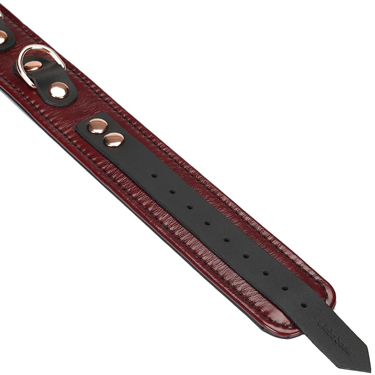 Wine Red Leather Collar With Rose Gold Chain Leash By Liebe Seele