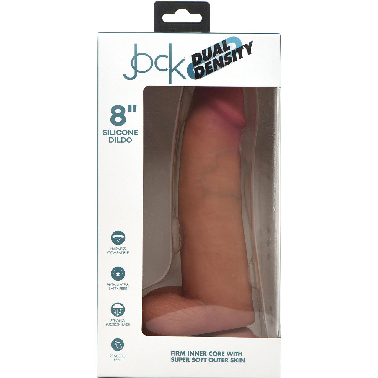 Jock Dual Density 8" Realistic Silicone Suction Cup Dildo With Balls - Vanilla