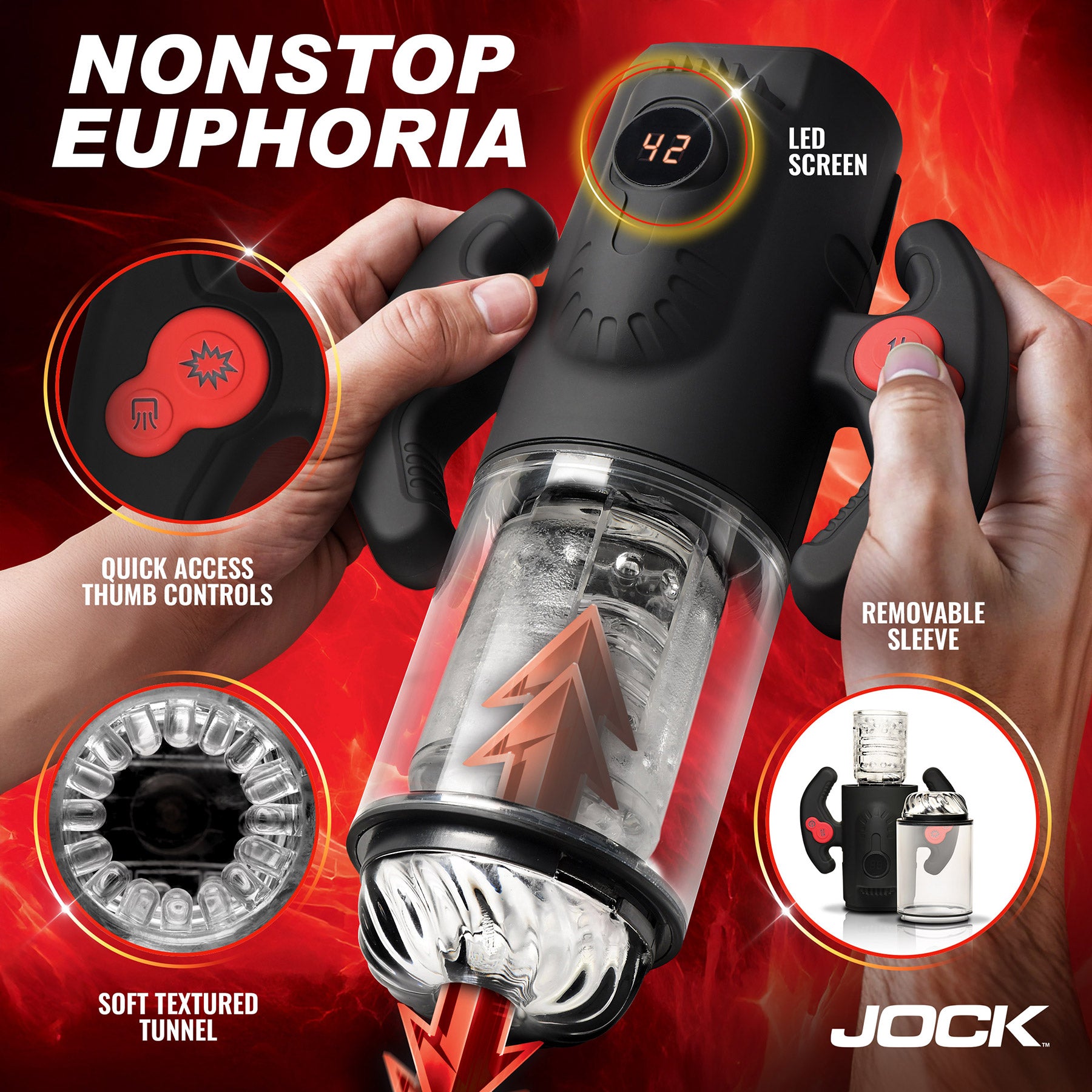 Jock Turbo Max Spinning, Thrusting, & Sucking Rechargeable Penis Masturbator