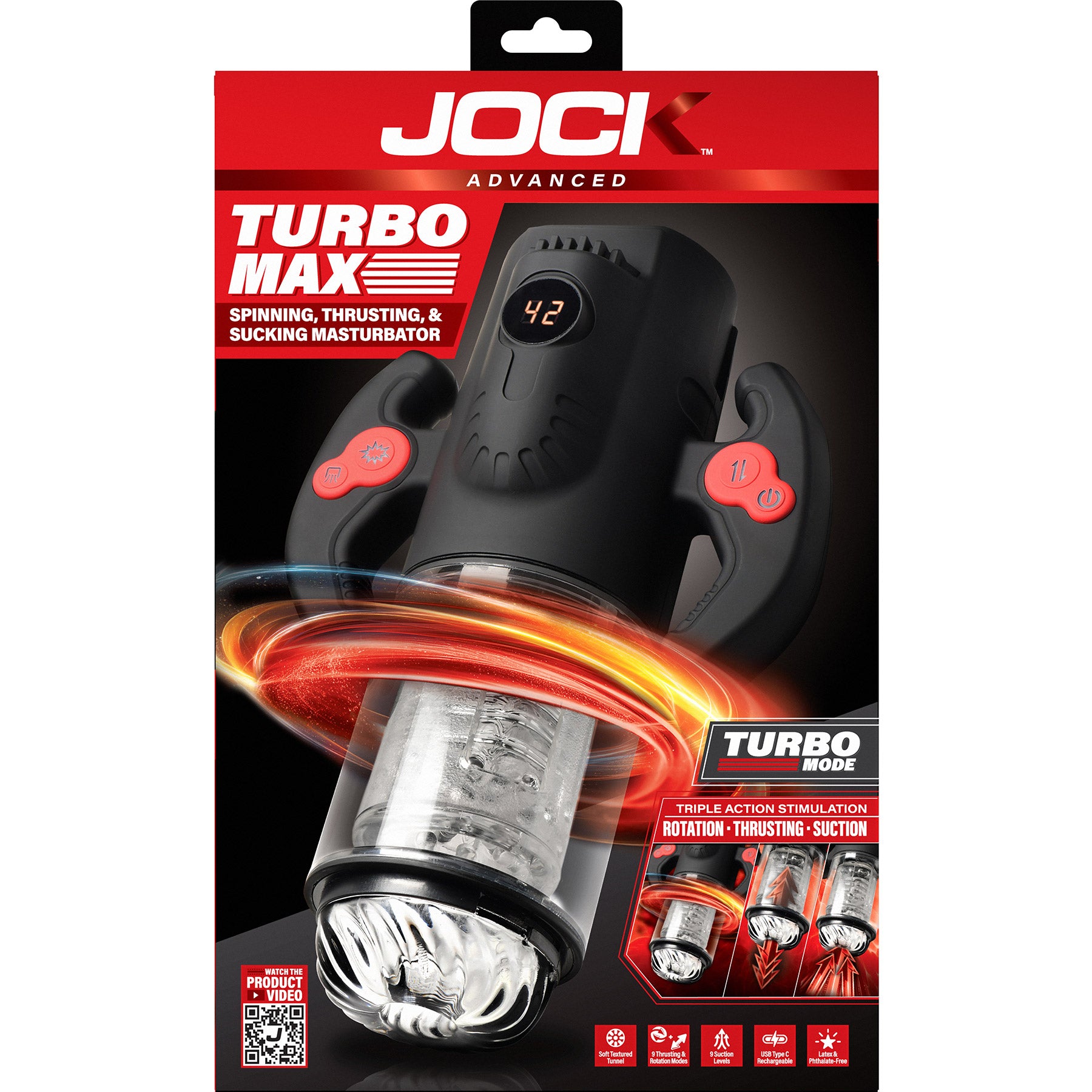 Jock Turbo Max Spinning, Thrusting, & Sucking Rechargeable Penis Masturbator