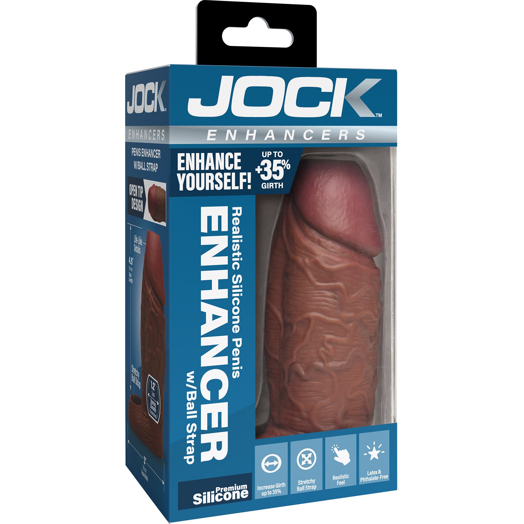 Jock Enhancers Open Ended Silicone Penis Extension Sleeve - Chocolate