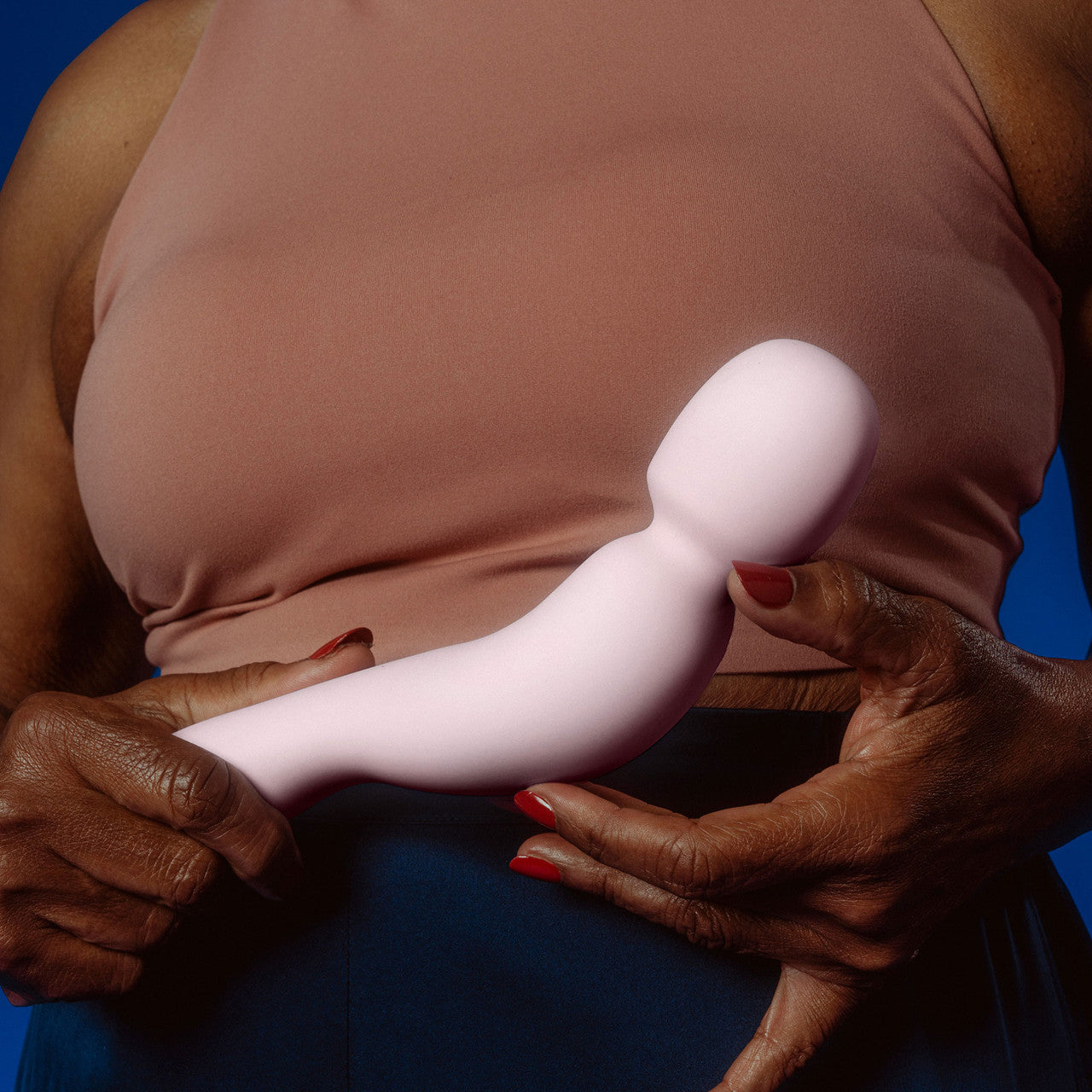 COM Silicone Waterproof Rechargeable Wand Vibrator By Dame - Quartz