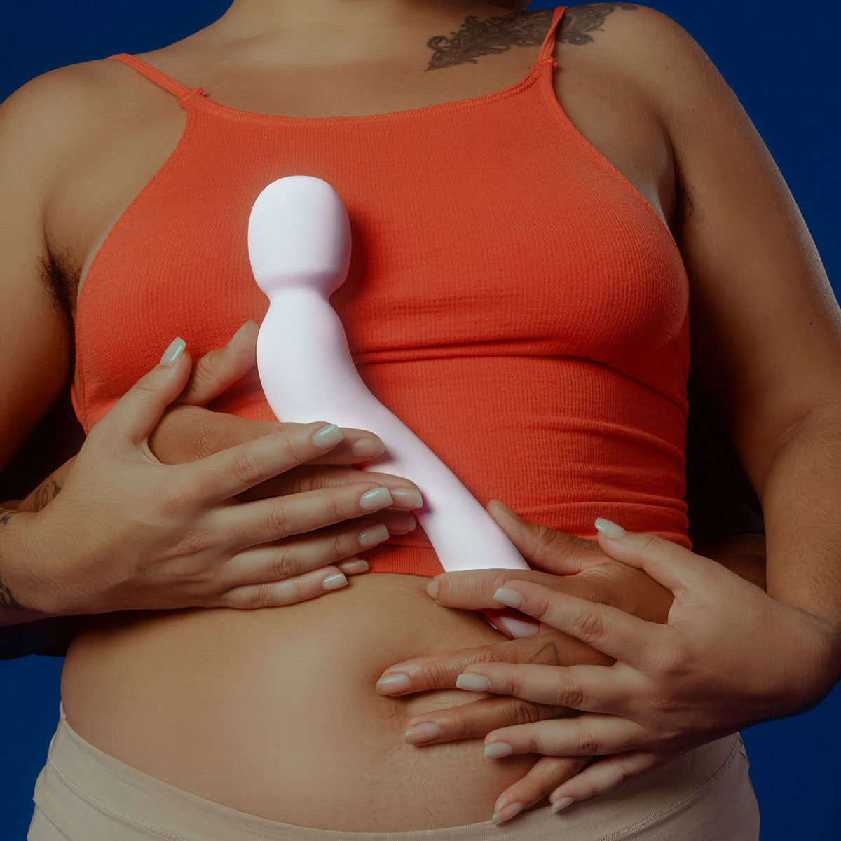 COM Silicone Waterproof Rechargeable Wand Vibrator By Dame - Quartz