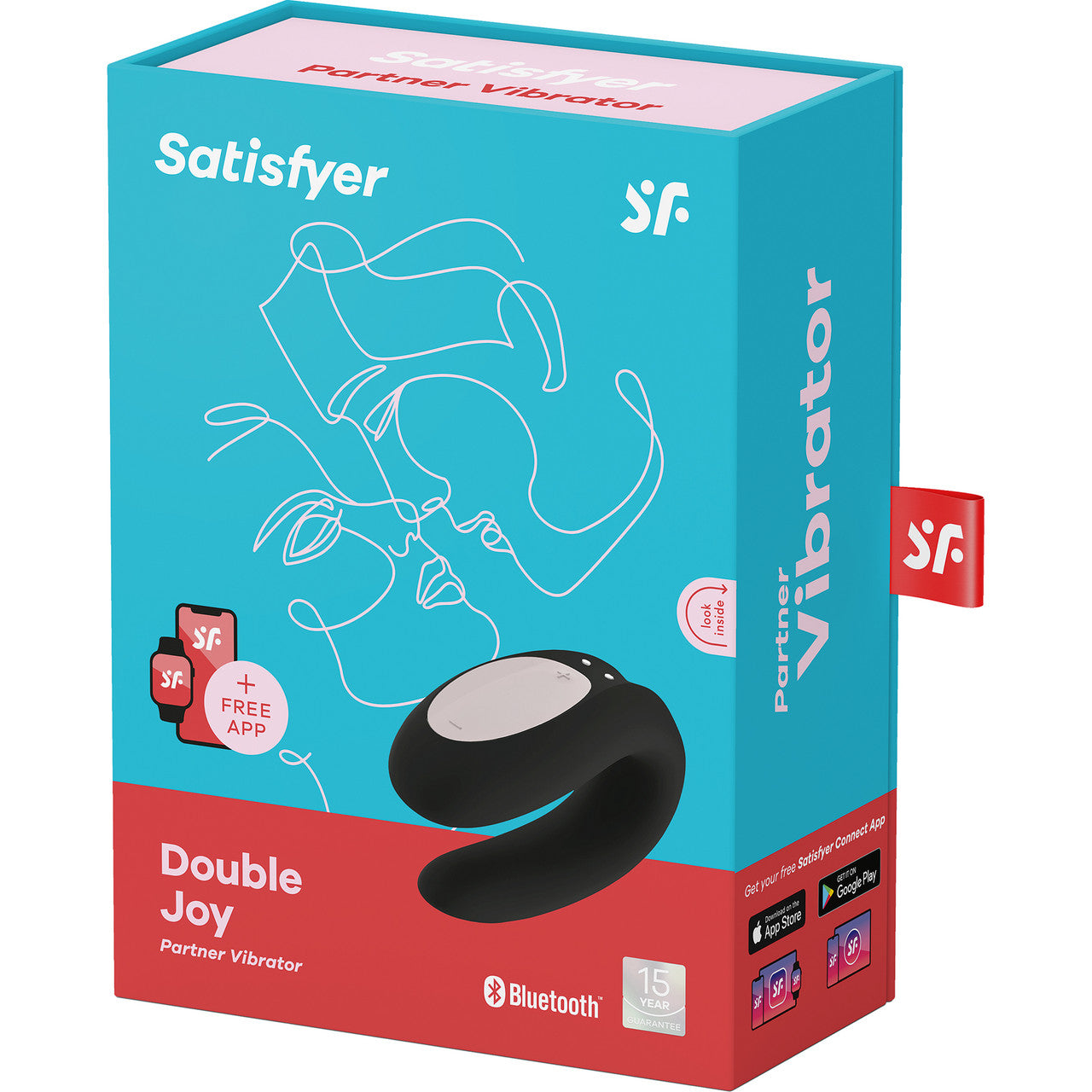 Satisfyer Double Joy Wearable Silicone Dual Stimulation App Enabled Couples Vibrator - Black