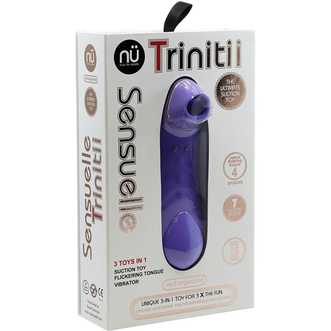NU Sensuelle Trinitii 26-Function Flickering Tongue Vibrator With Suction - Ultra Violet