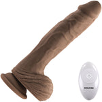 Full Monty Vibrating Silicone Rotating Realistic Suction Cup Dildo With Balls & Remote Control - Chocolate