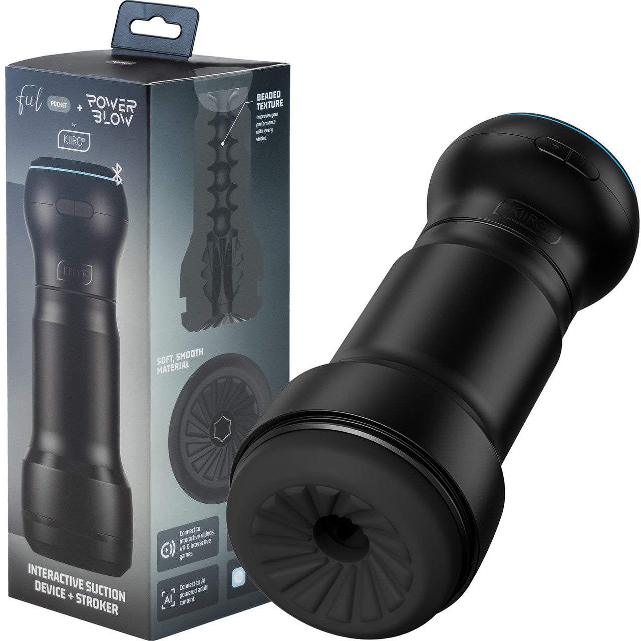 KIIROO Feel Pocket Penis Stroker + PowerBlow Interactive Suction Devic KIIROO Feel Pocket Penis Stroker + PowerBlow Interactive Suction Devic