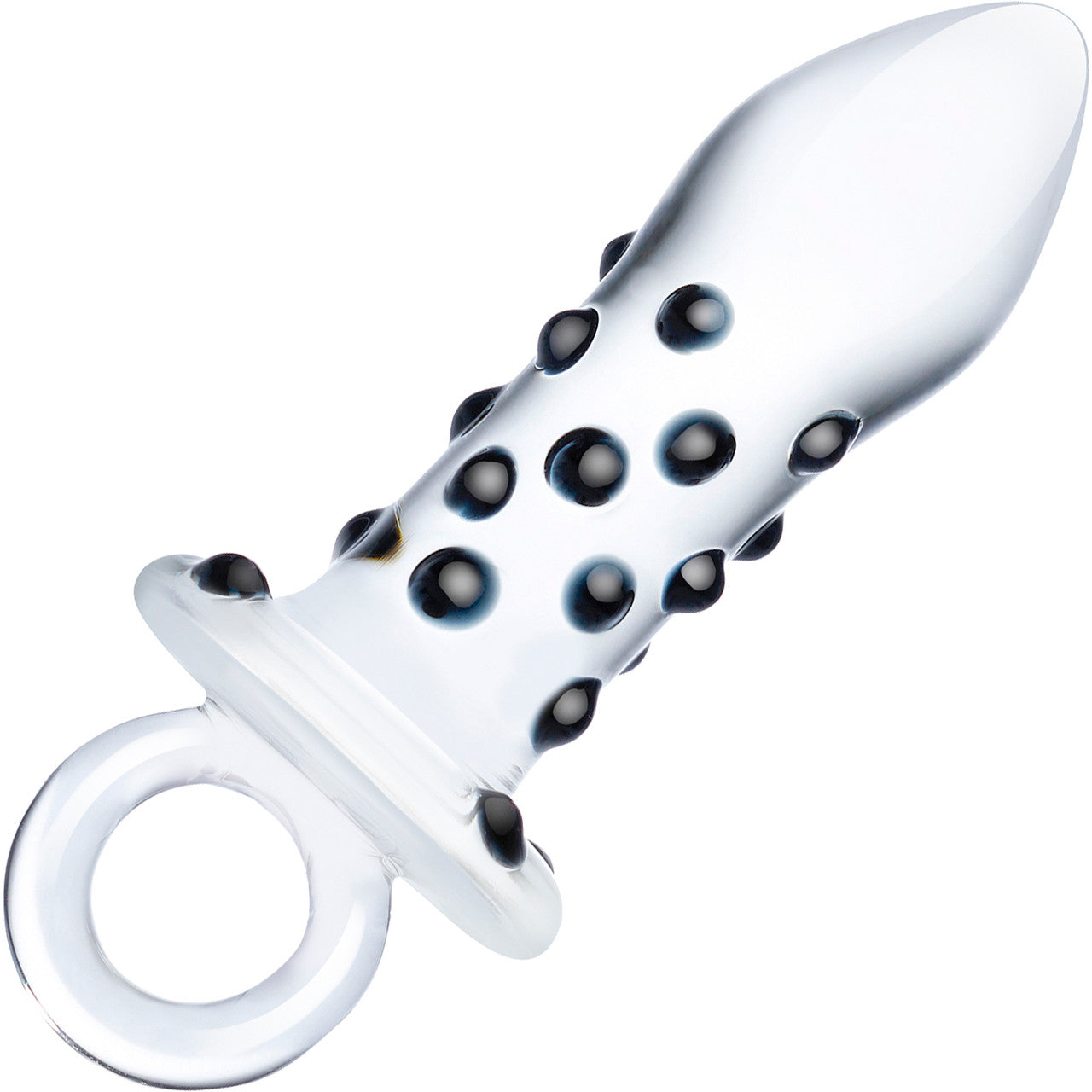 Gls Pacifier Glass Butt Plug - Black & Clear Gls Pacifier Glass Butt Plug - Black & Clear