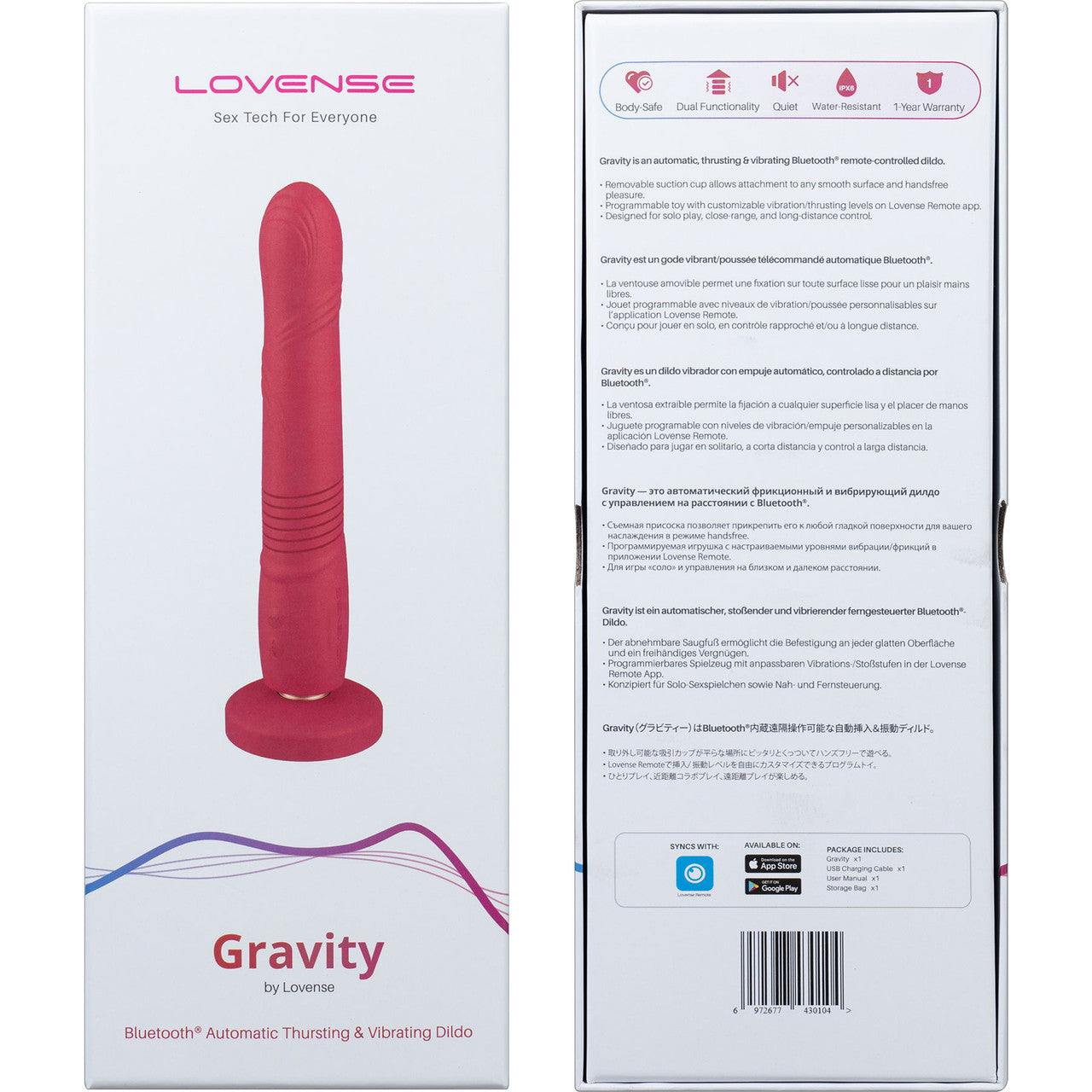 Lovense Gravity App Enabled Silicone Waterproof Rechargeable Thrusting & Vibrating Dildo