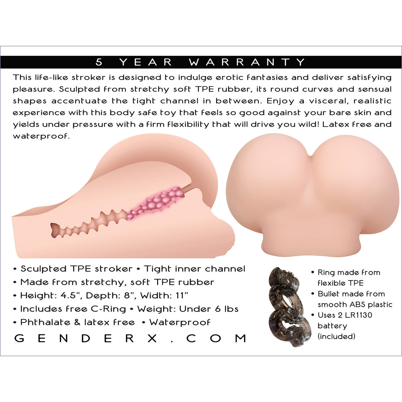 Gender X A Handful Life-Like Ass Penis Masturbator - Vanilla