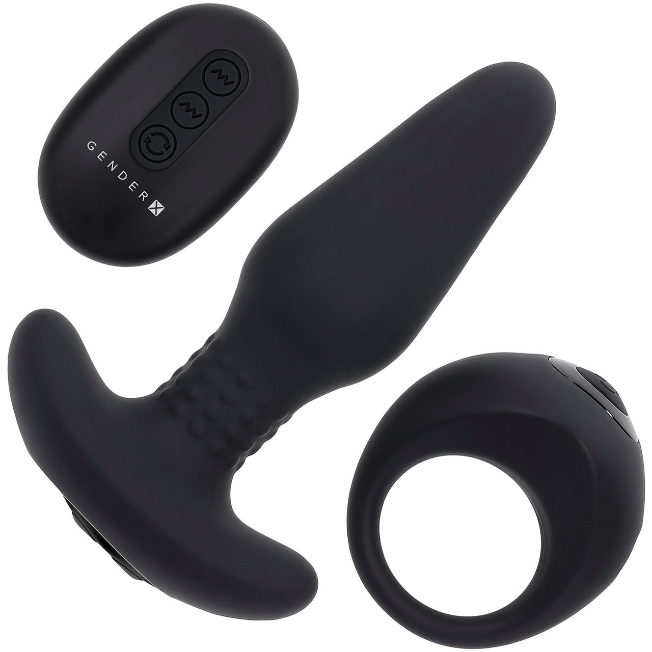 Gender X Teamwork Set With Silicone Vibrating Cock Ring And Butt Plug Gender X Teamwork Set With Silicone Vibrating Cock Ring And Butt Plug