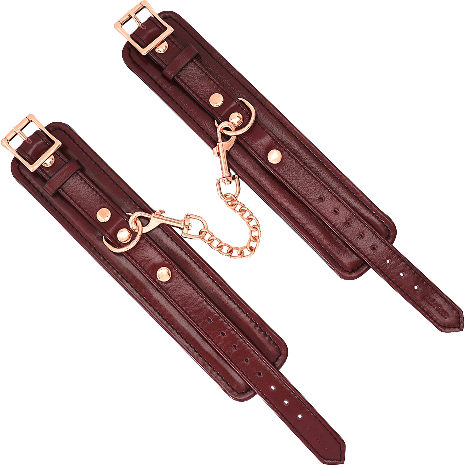 Wine Red Leather Handcuffs With Rose Gold Hardware By Liebe Seele