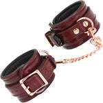 Wine Red Leather Handcuffs With Rose Gold Hardware By Liebe Seele