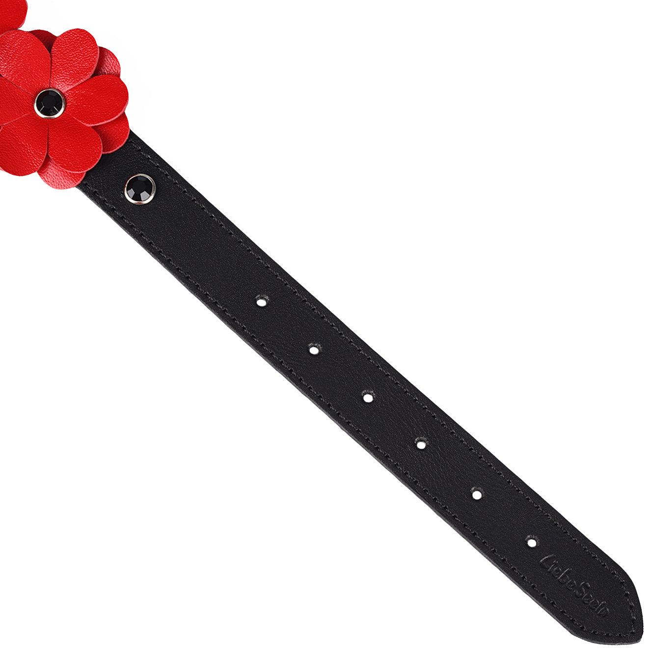 Red Leather Flowers Collar With Leash By Liebe Seele