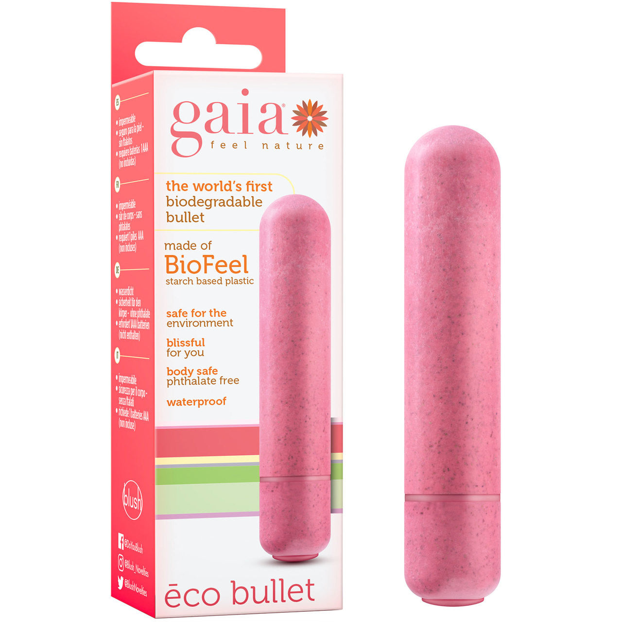 Gaia Eco Bullet Biodegradable & Recyclable Mini Vibrator By Blush Novelties - Coral