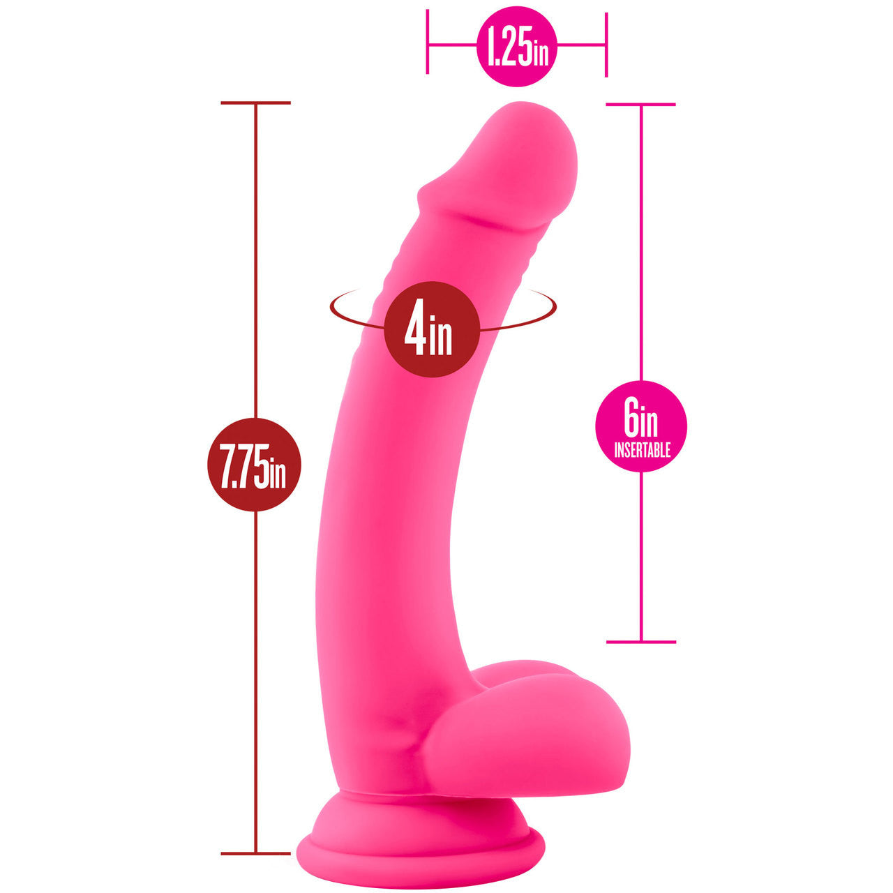 Ruse D Thang Silicone Suction Cup Dildo by Blush Novelties - Hot Pink