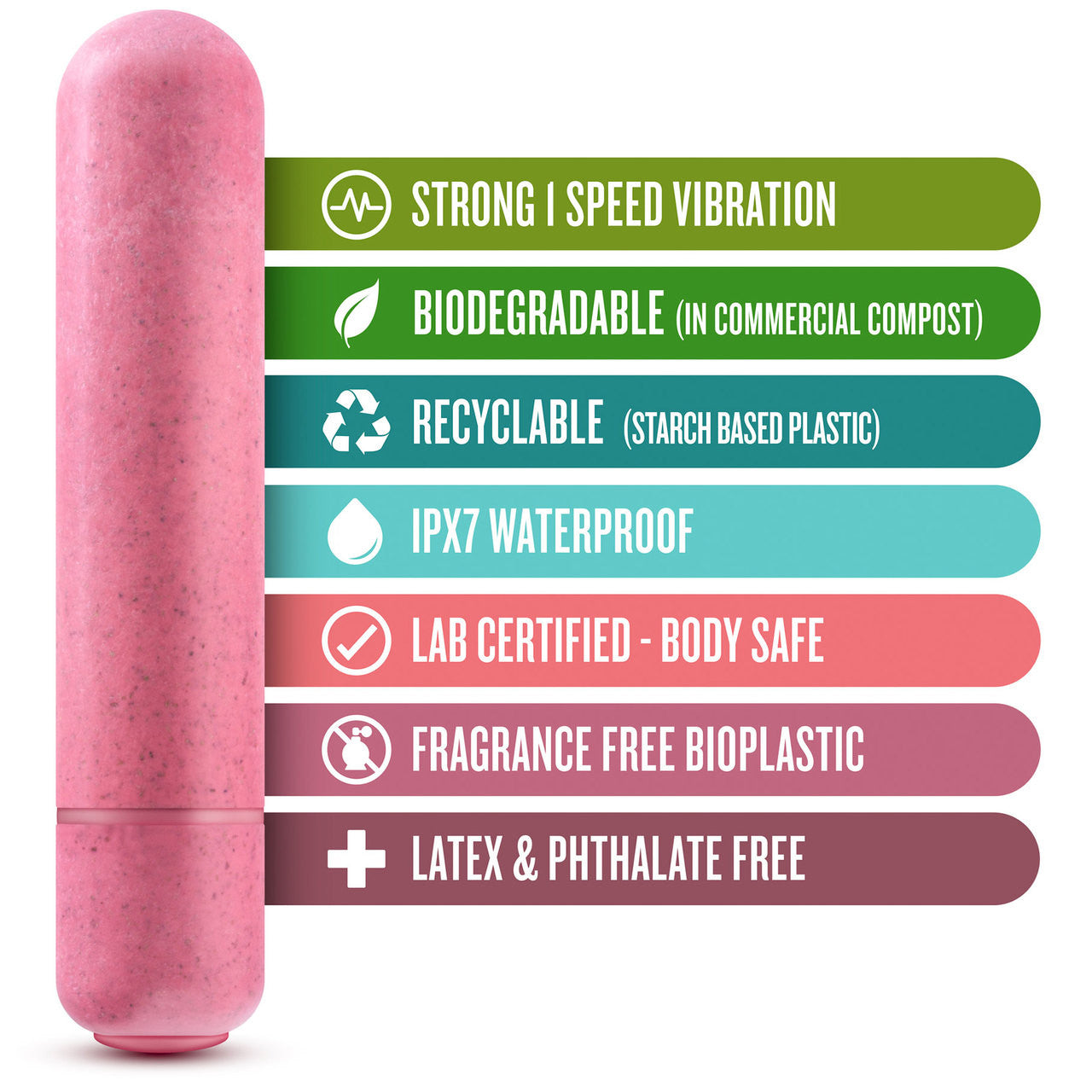 Gaia Eco Bullet Biodegradable & Recyclable Mini Vibrator By Blush Novelties - Coral